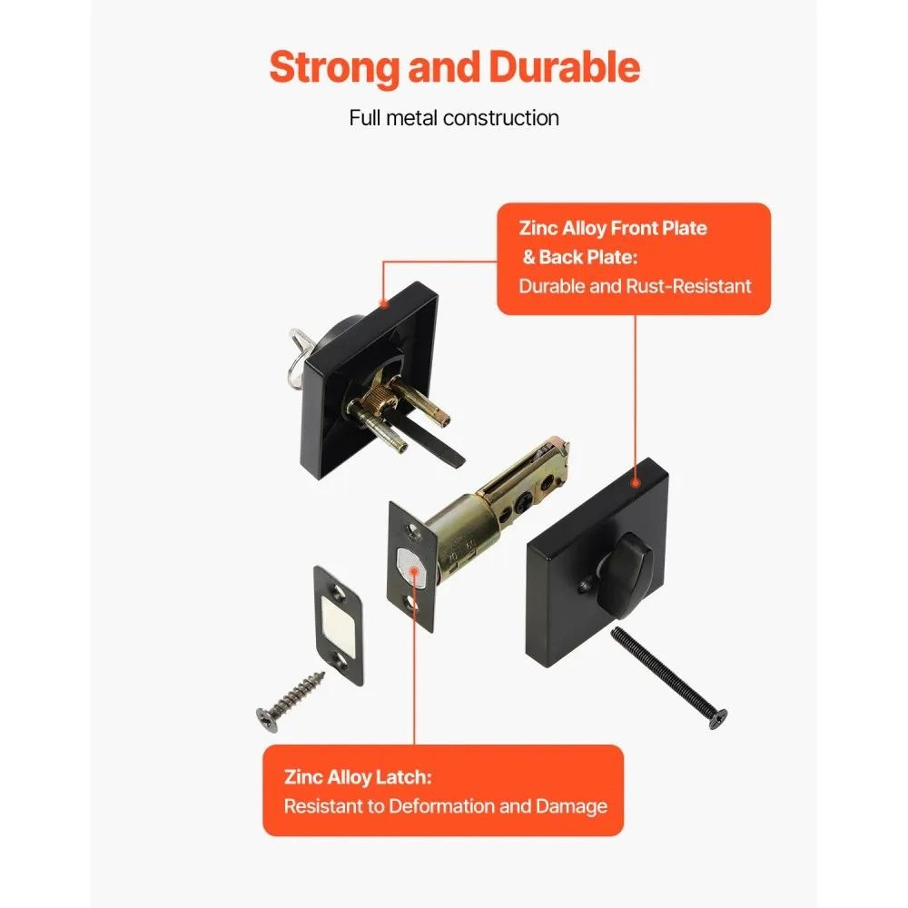 Single Cylinder Deadbolt Door Lock With Adjustable Latch And Matte Black Finish 4