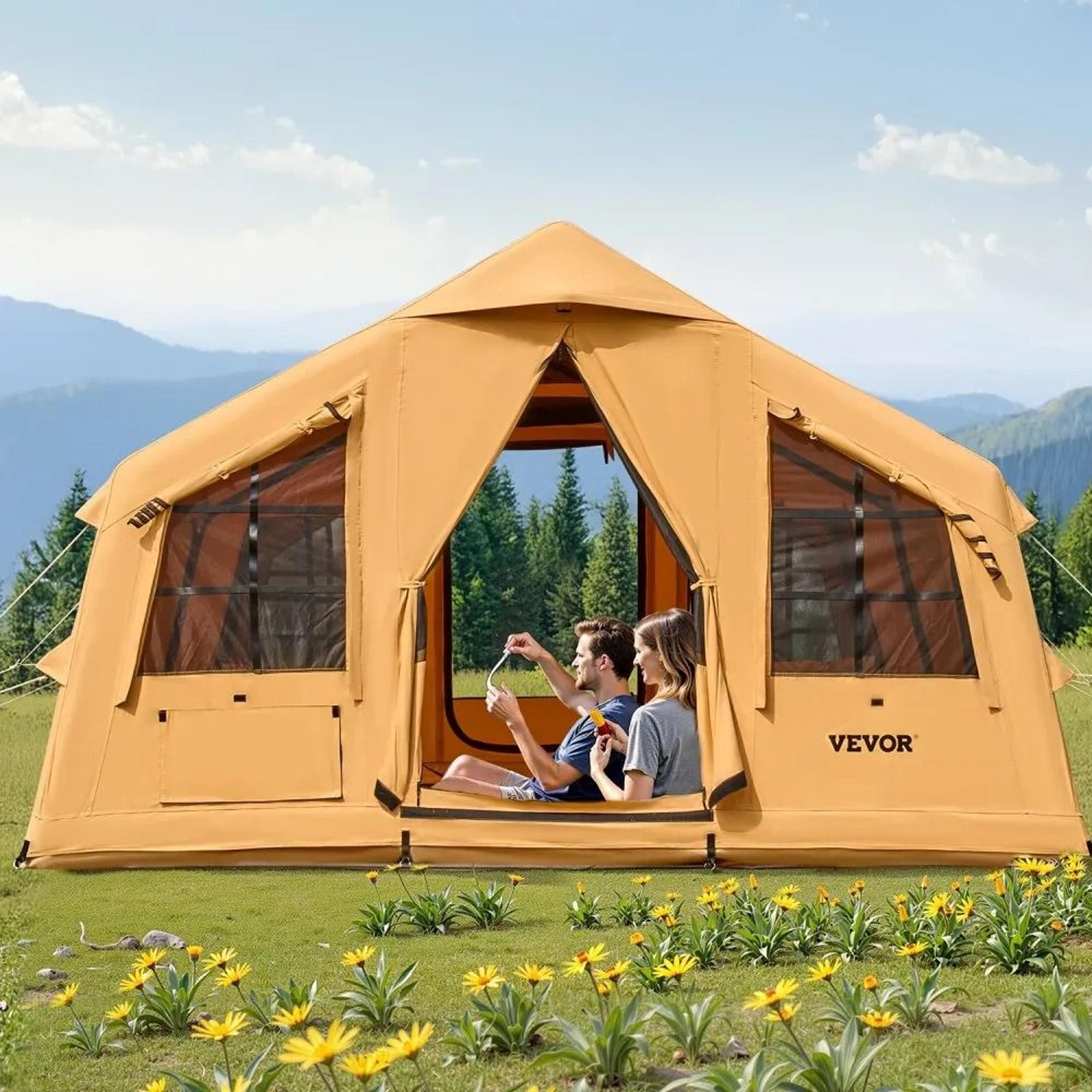 Inflatable Camping Tent For 812 People With Skylights And Stove Jack 7