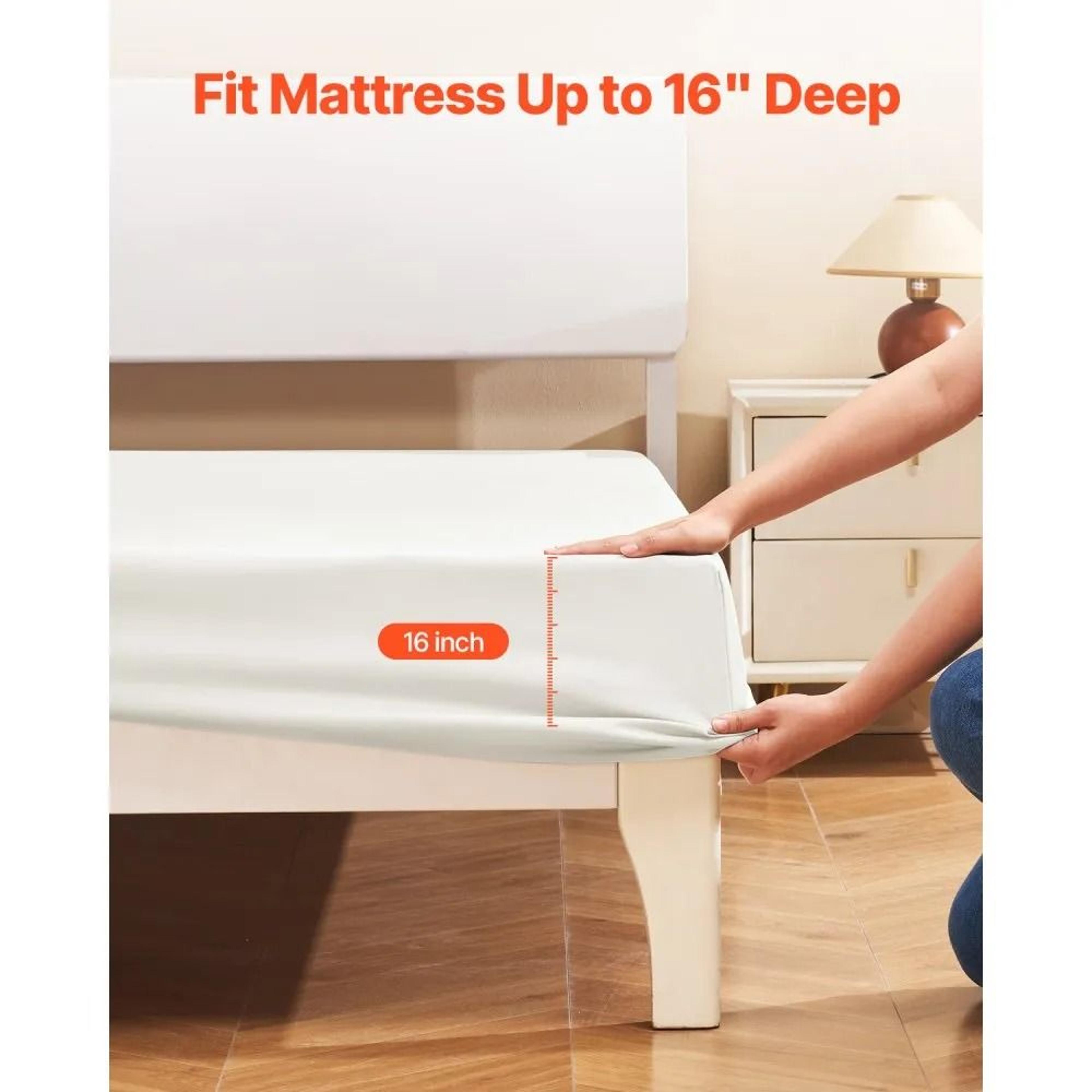 Queen Bamboo Bed Sheet Set 4Piece Cooling Breathable Sheets With Deep Pockets 2