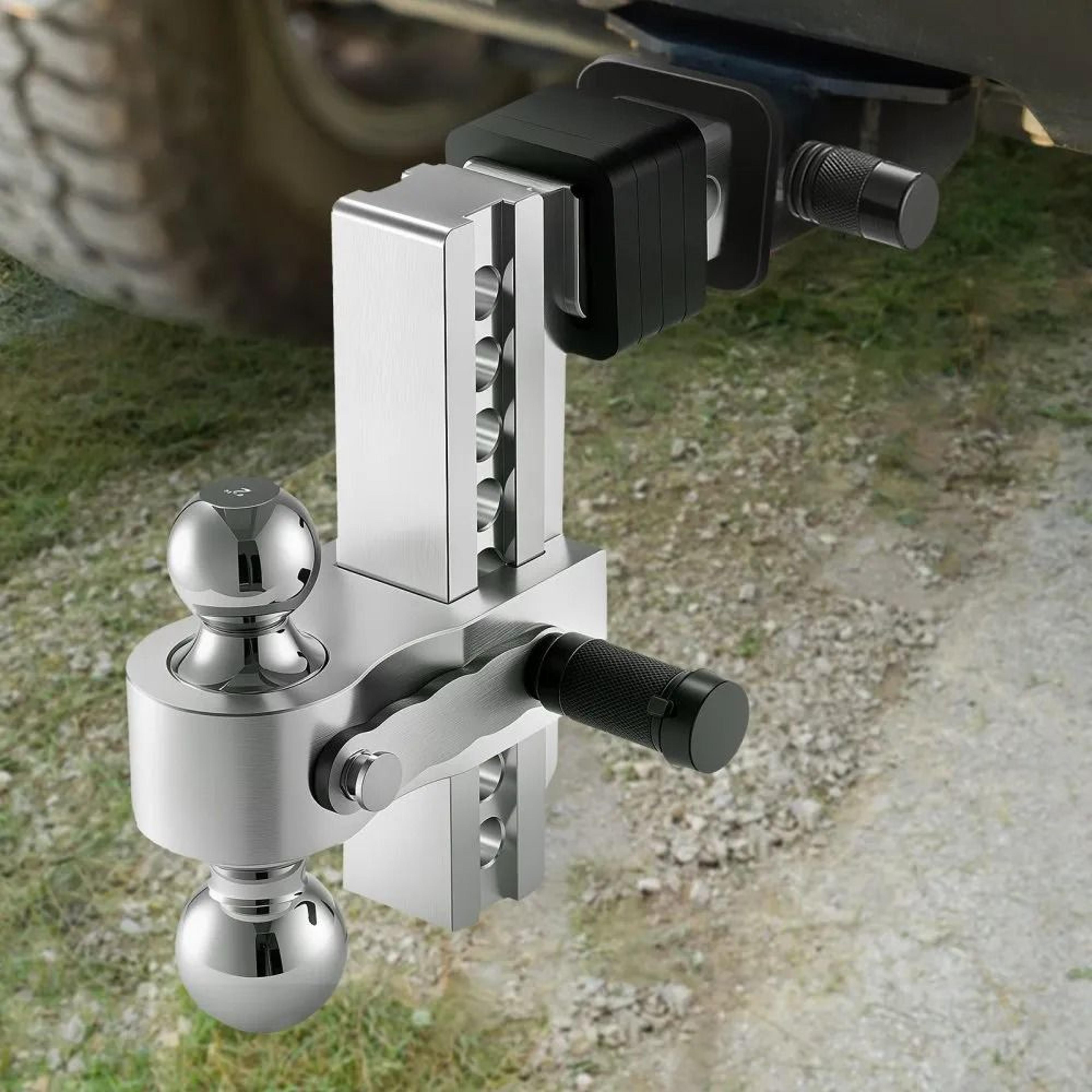 Adjustable Trailer Hitch With 8Inch Drop And TriBall Mount For 2Inch Receiver 5