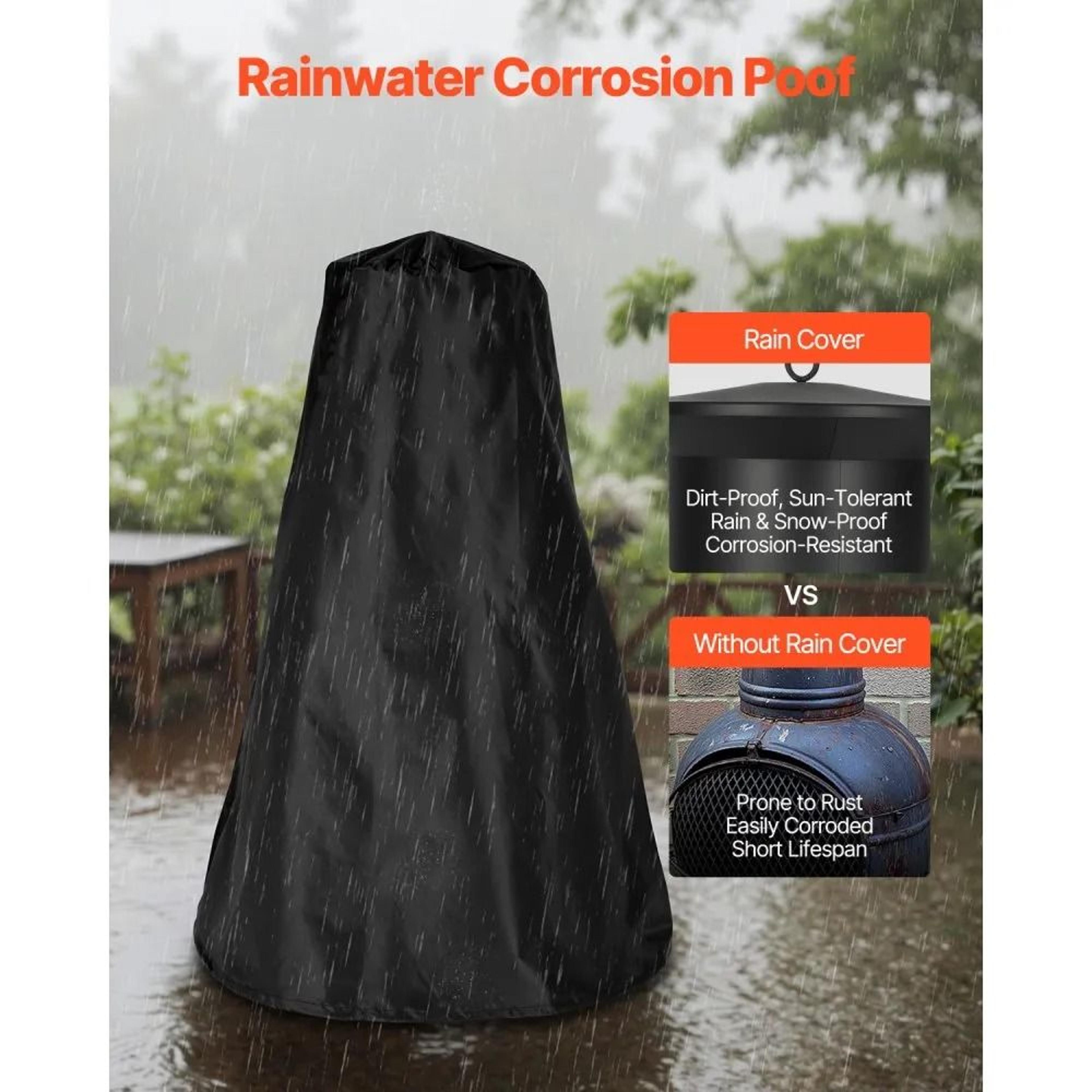 22 Inch Outdoor Wood Burning Chiminea Fire Pit With BBQ Grill And Protective Cover 4