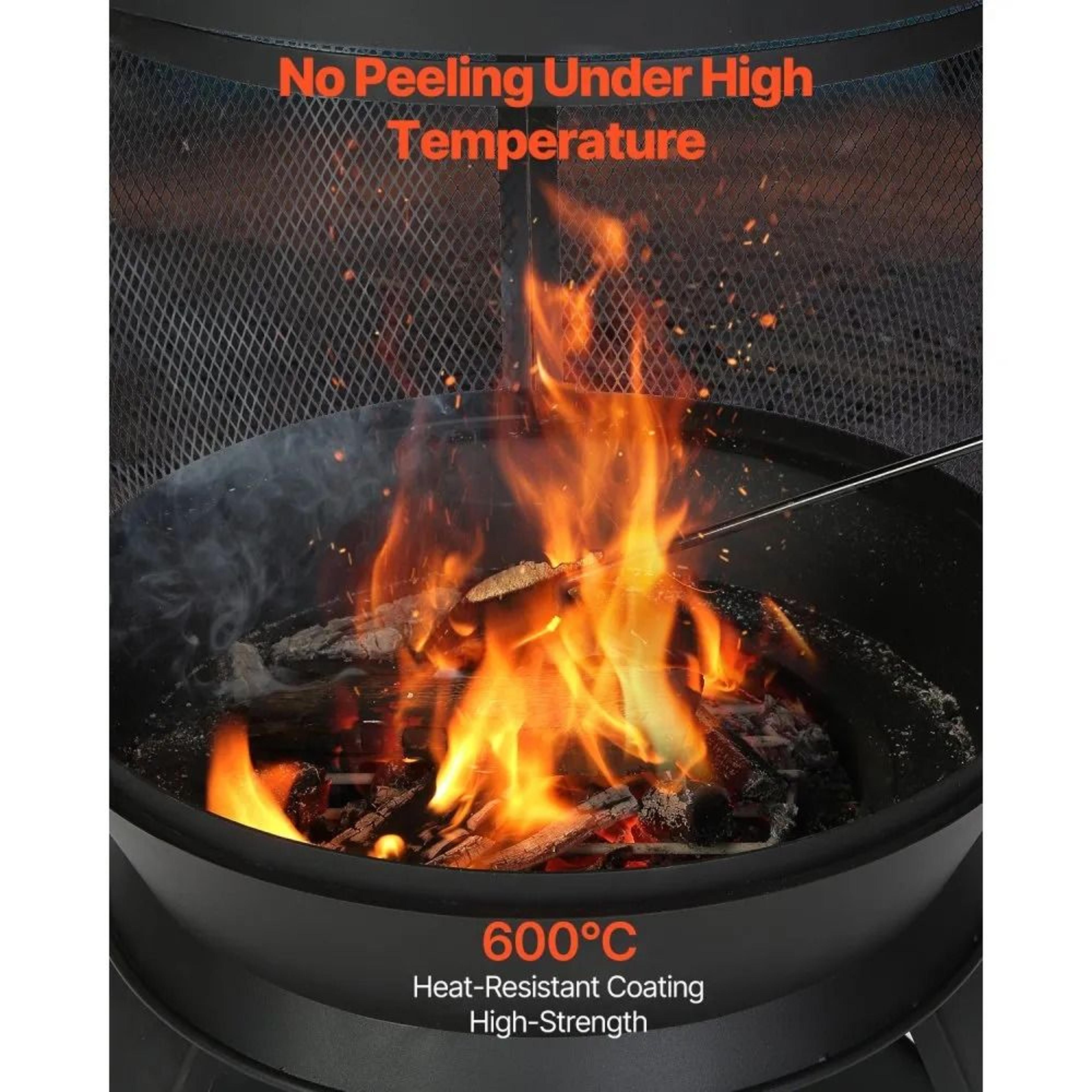 22 Inch Outdoor Wood Burning Chiminea Fire Pit With BBQ Grill And Protective Cover 3
