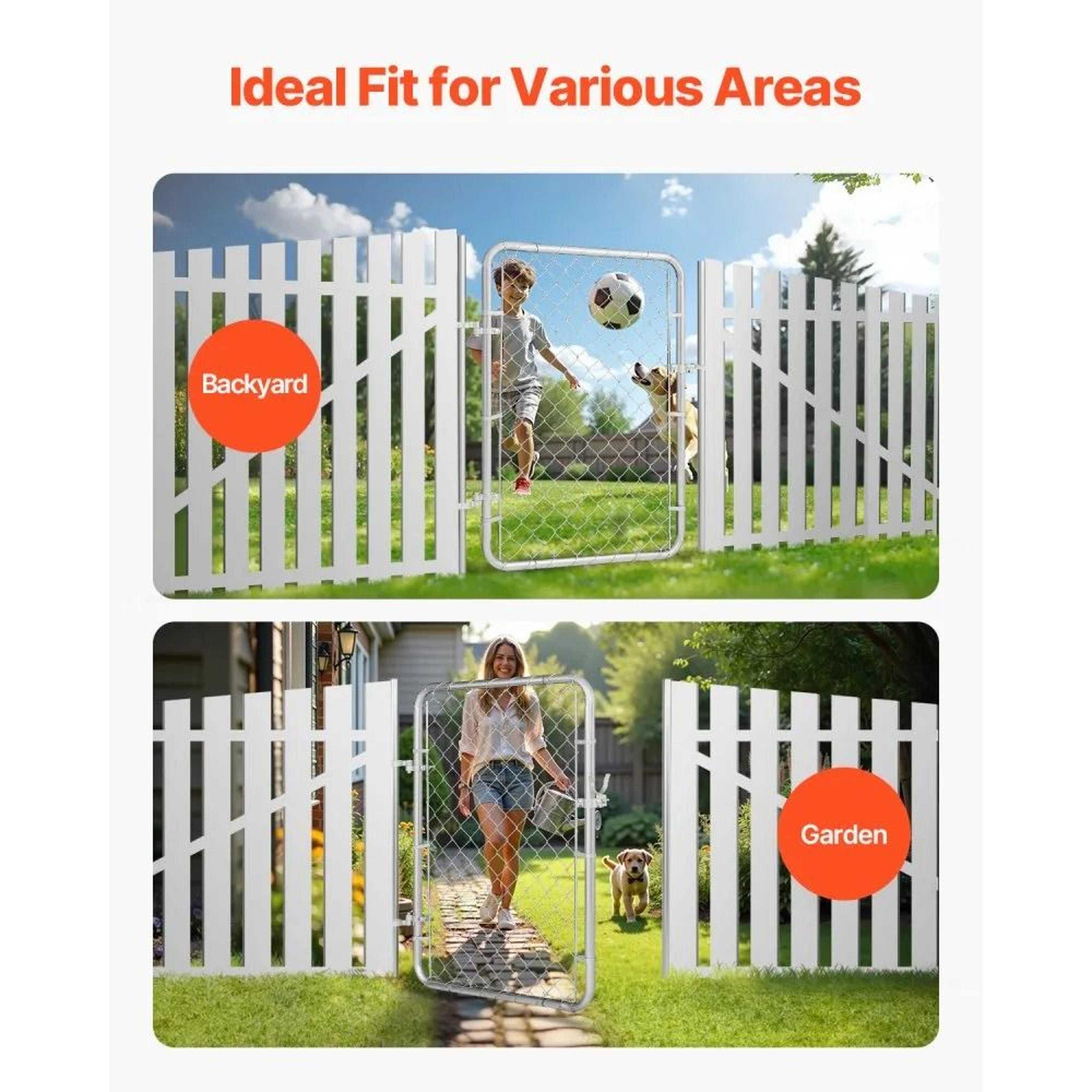 Chain Link Fence Gate 32 X 46 Inch Adjustable Galvanized Steel Garden Gate 2