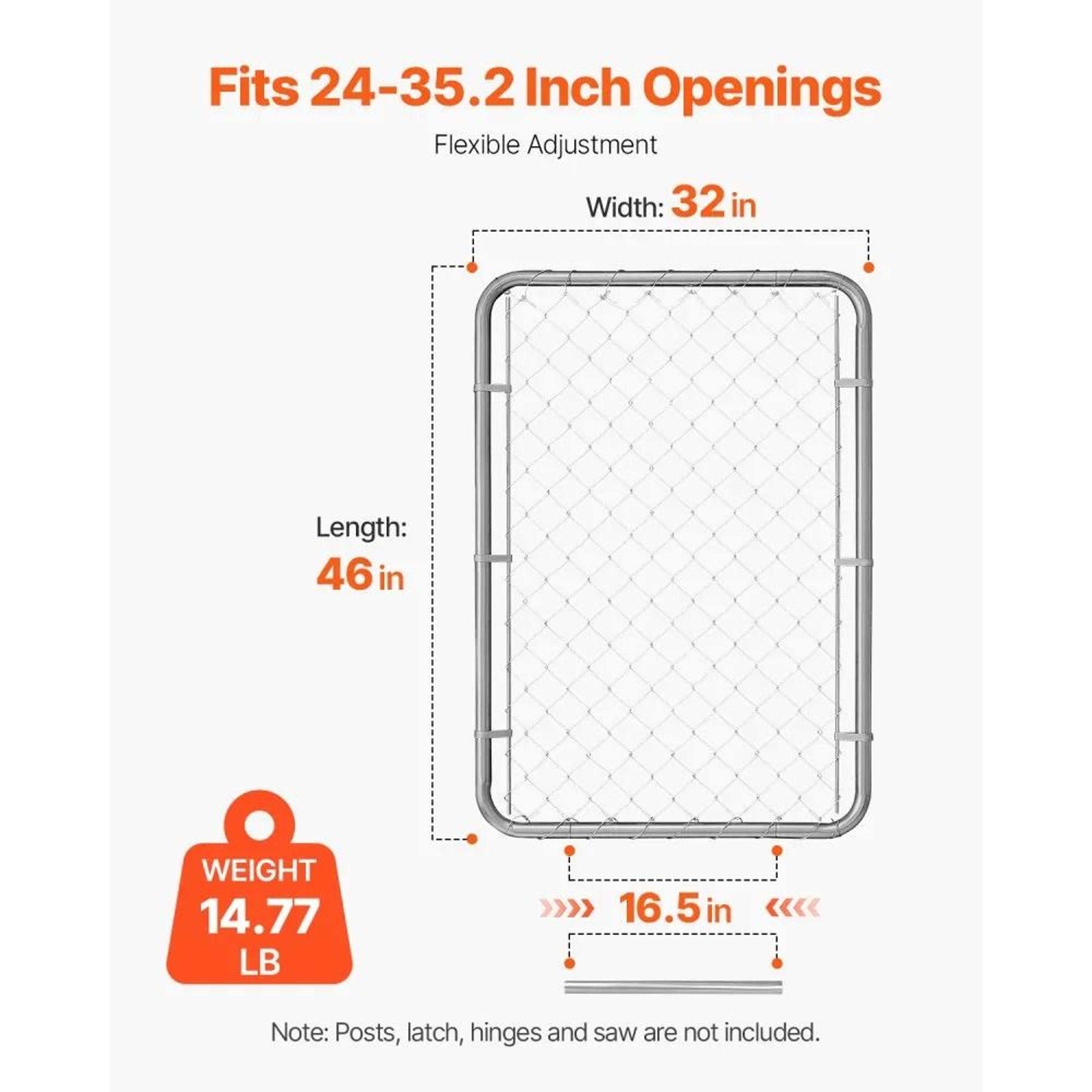 Chain Link Fence Gate 32 X 46 Inch Adjustable Galvanized Steel Garden Gate 4