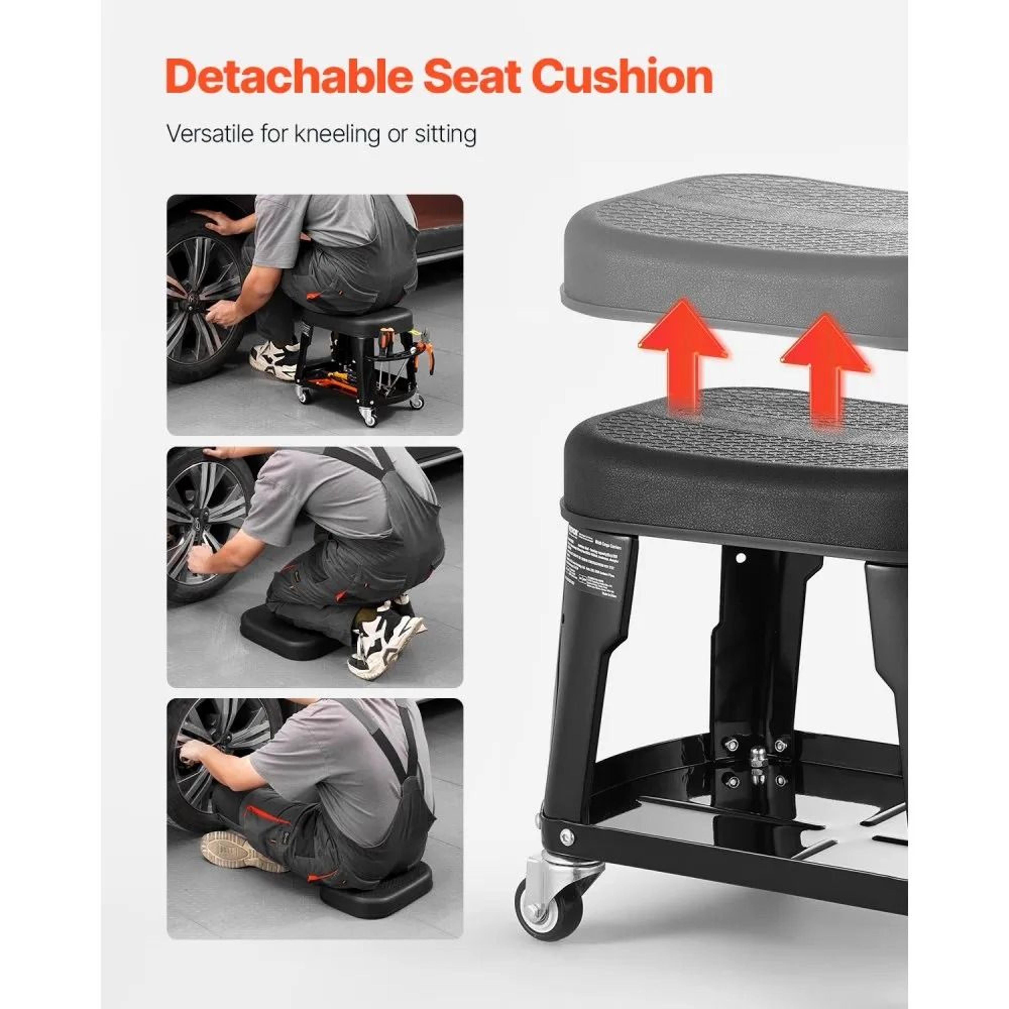Rolling Mechanic Stool With Wheels 300 Lb Capacity And Tool Storage Tray 5