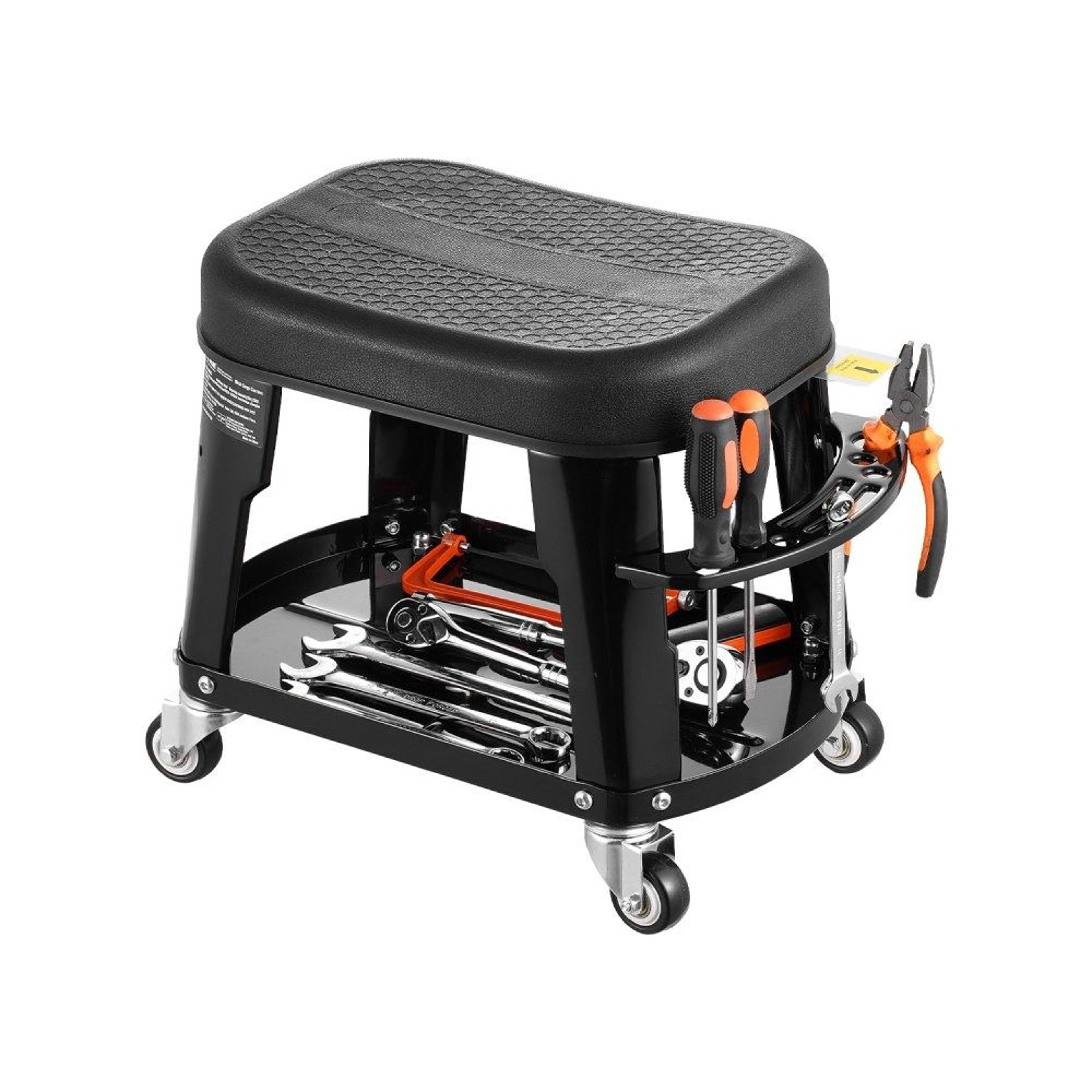 rolling mechanic stool with wheels 300 lb capacity and tool storage tray