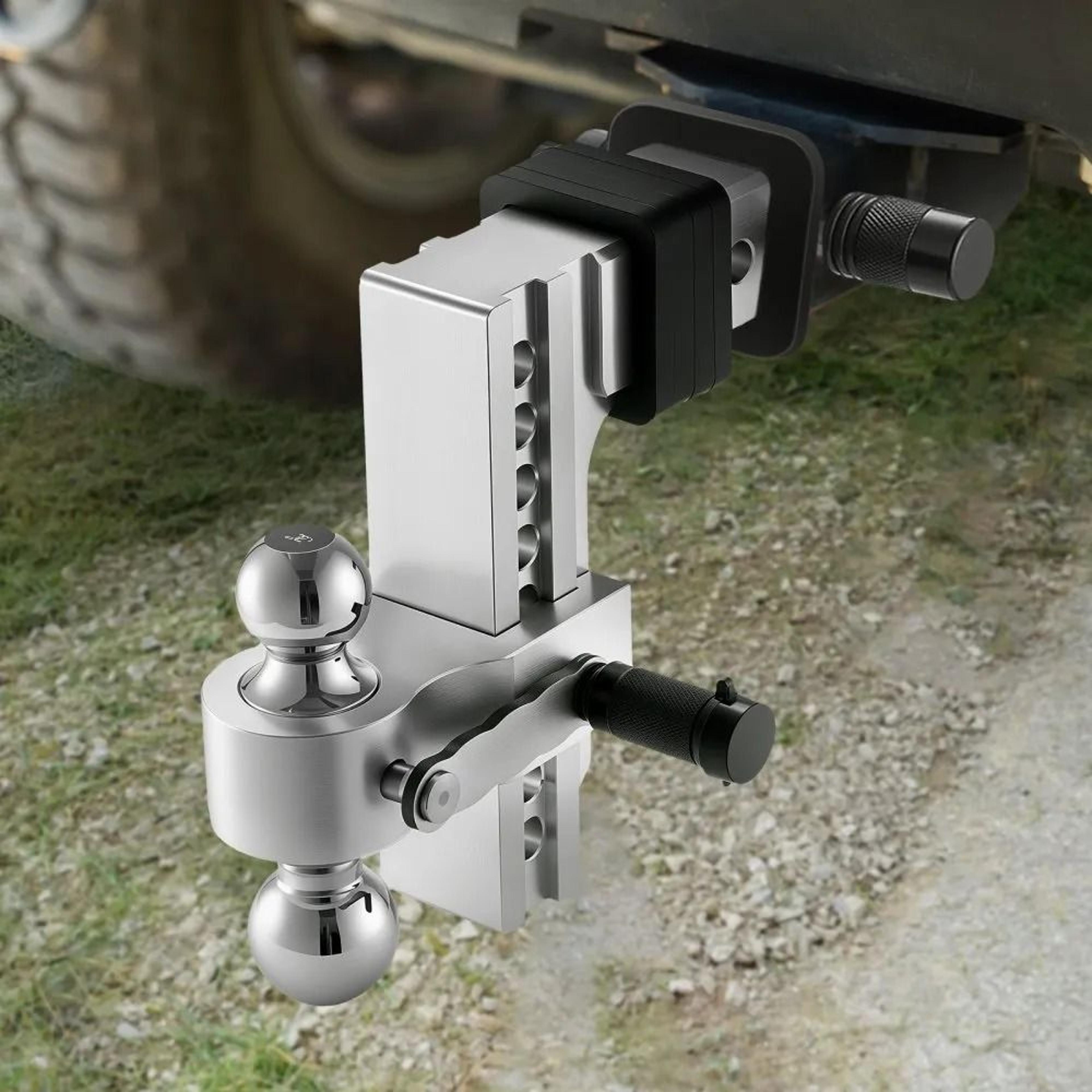 Adjustable Trailer Hitch With 8Inch Drop And TriBall Mount For 25Inch Receiver 6