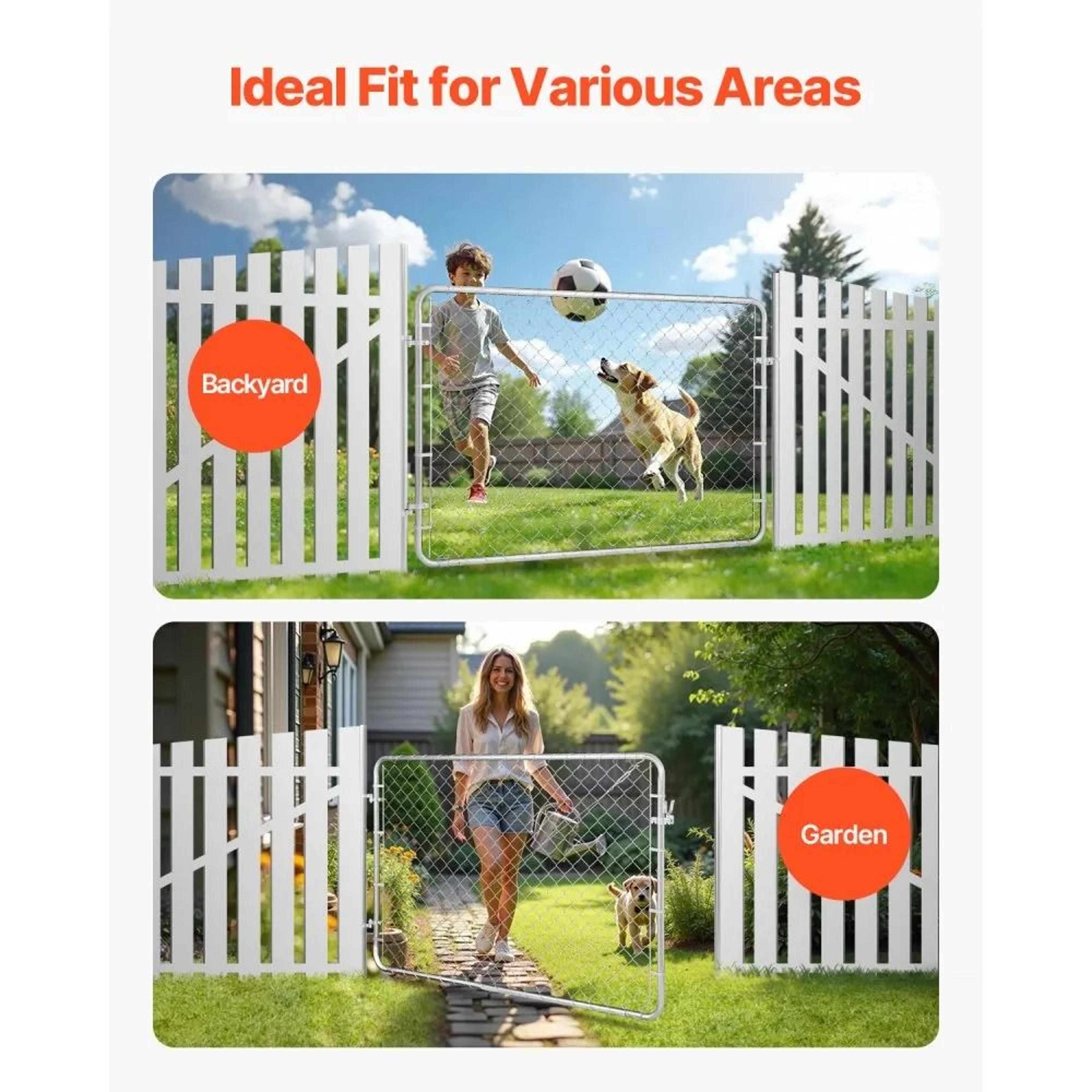 Adjustable Chain Link Fence Gate 72 X 48 Inch Galvanized Steel Garden Gate 1