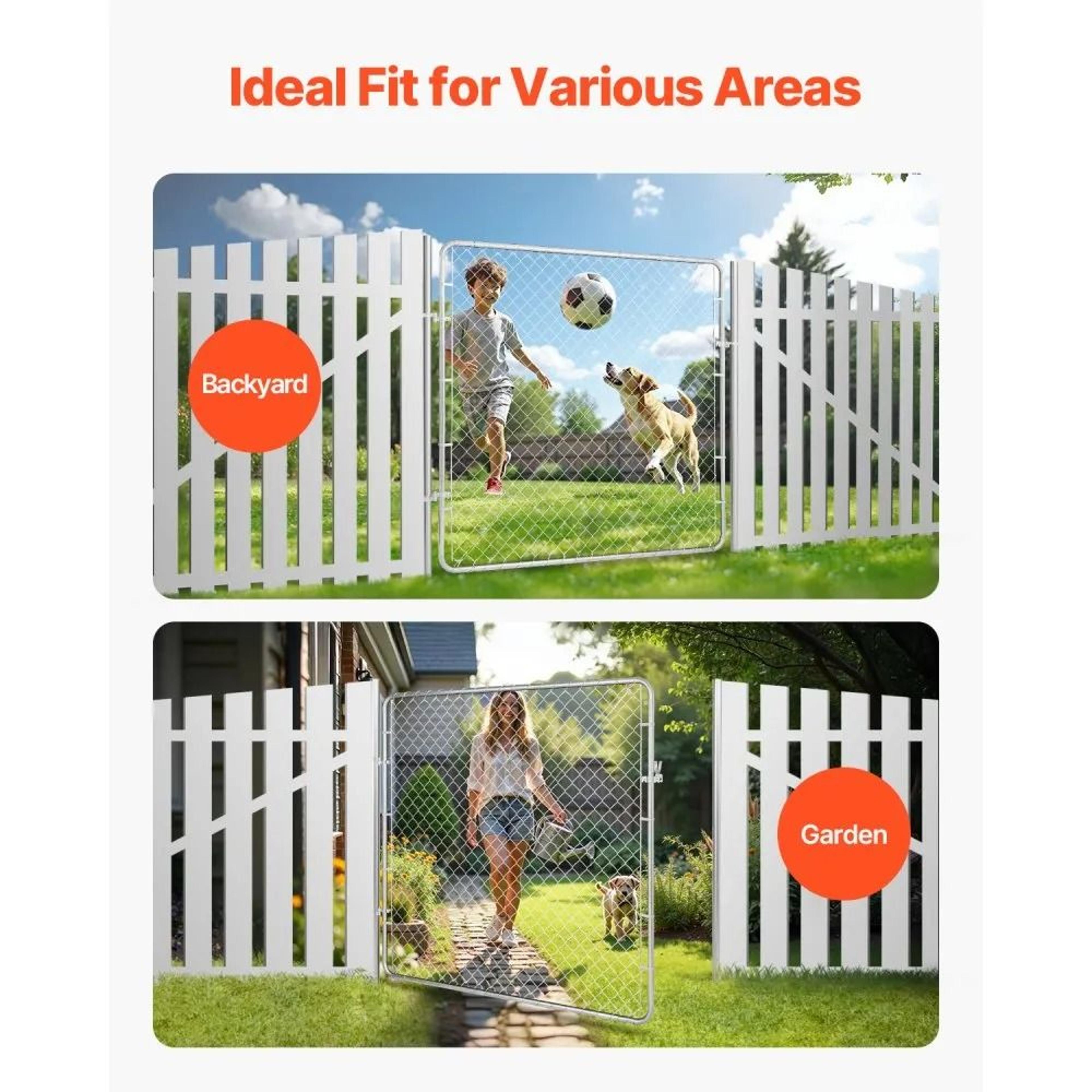 Adjustable Chain Link Fence Gate 72 X 70 Inch Galvanized Steel Outdoor Garden Gate 6