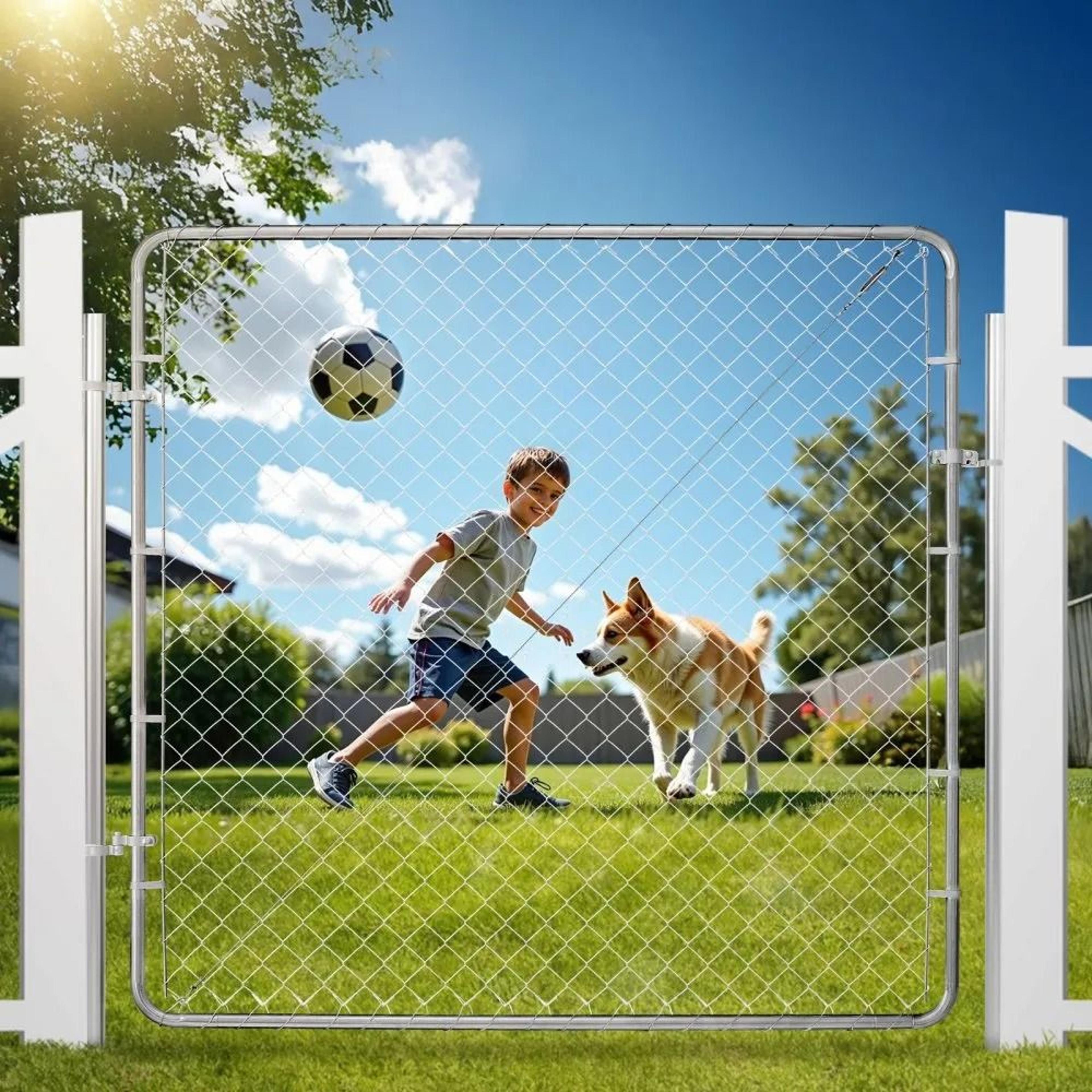 Adjustable Chain Link Fence Gate 72 X 70 Inch Galvanized Steel Outdoor Garden Gate 5