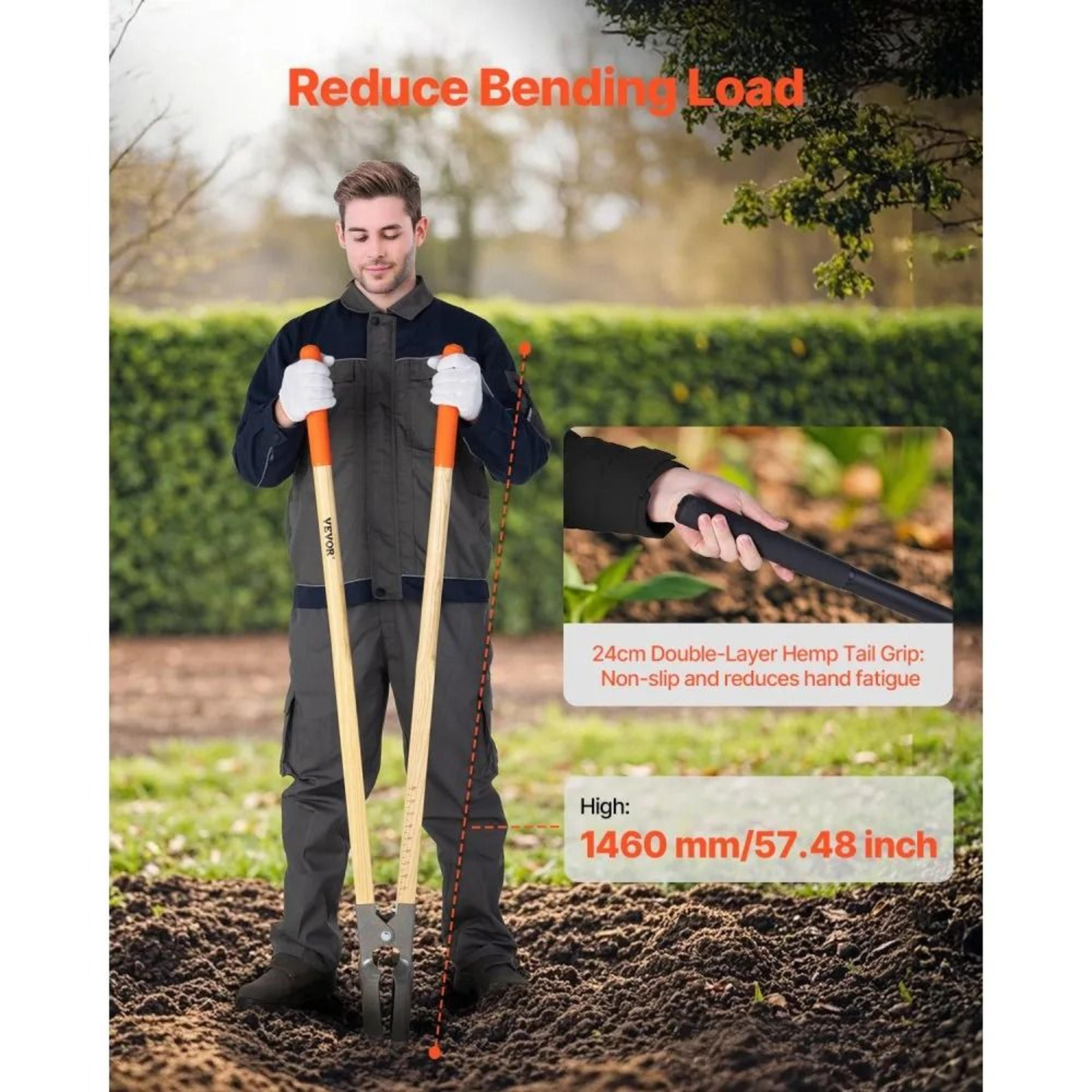 Heavy Duty Post Hole Digger With Wood Handle And Depth Markings 575 Inch 3