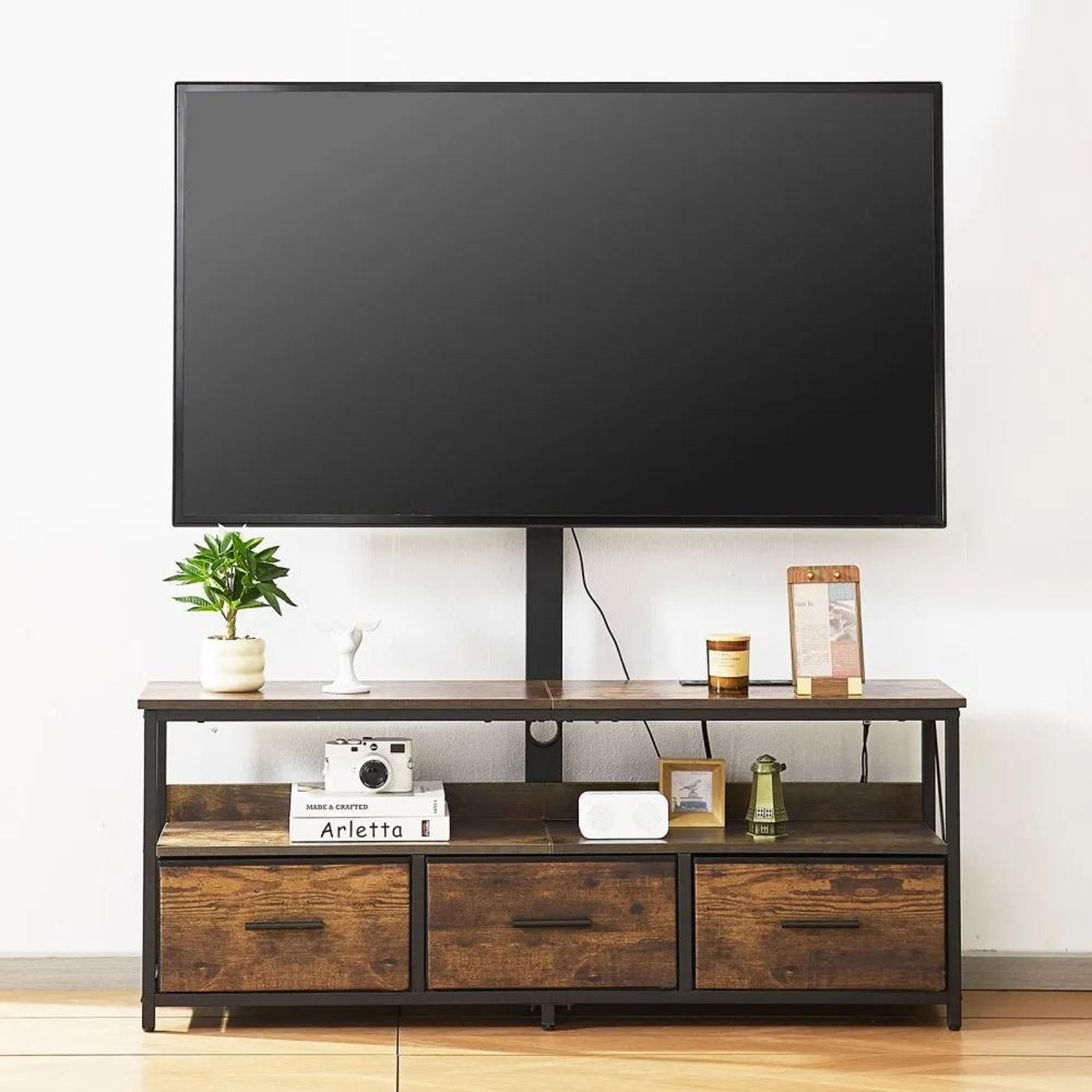 52Inch TV Stand With Mount For 3275 Inch TVs With LED Lights And Power Outlets 6