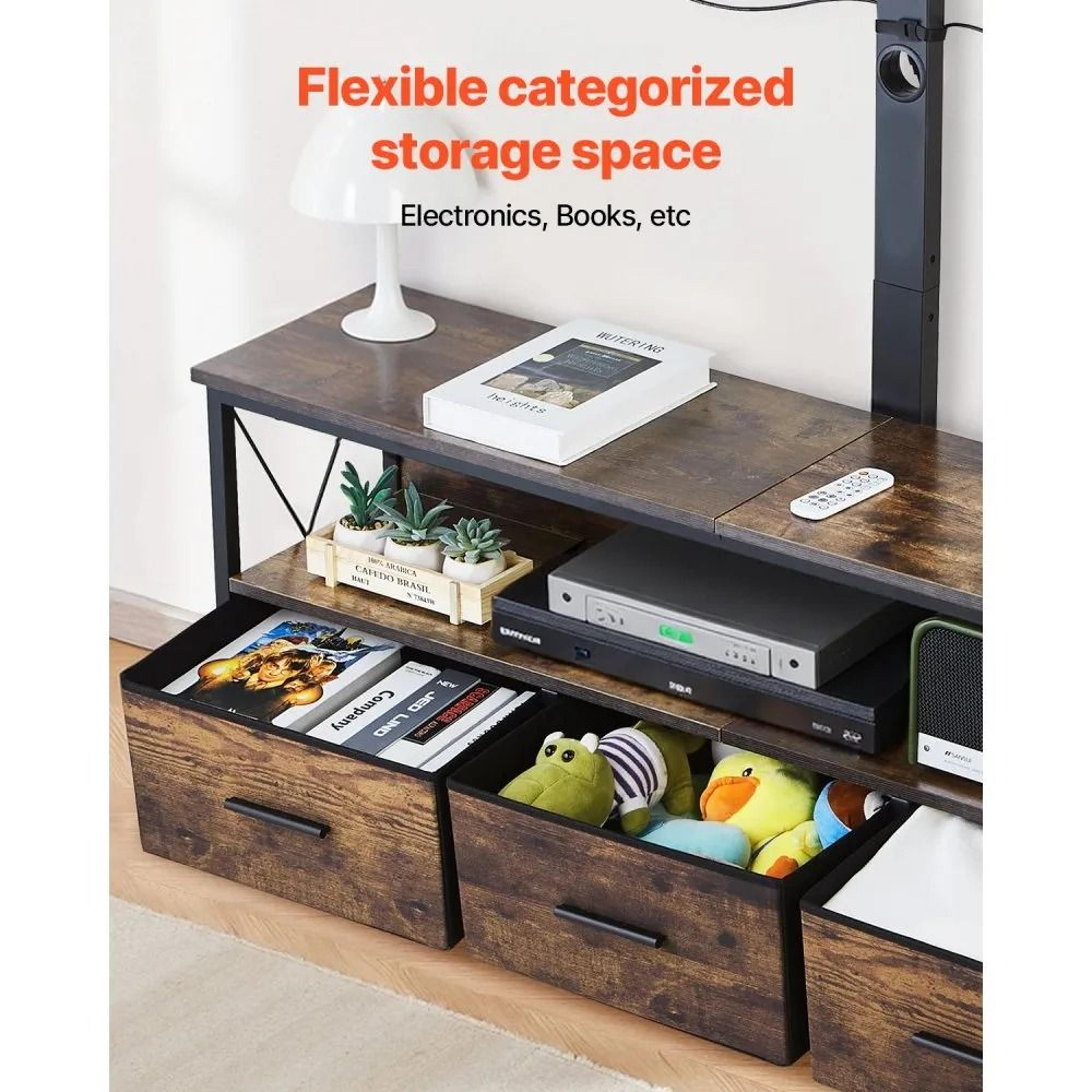 52Inch TV Stand With Mount For 3275 Inch TVs With LED Lights And Power Outlets 2