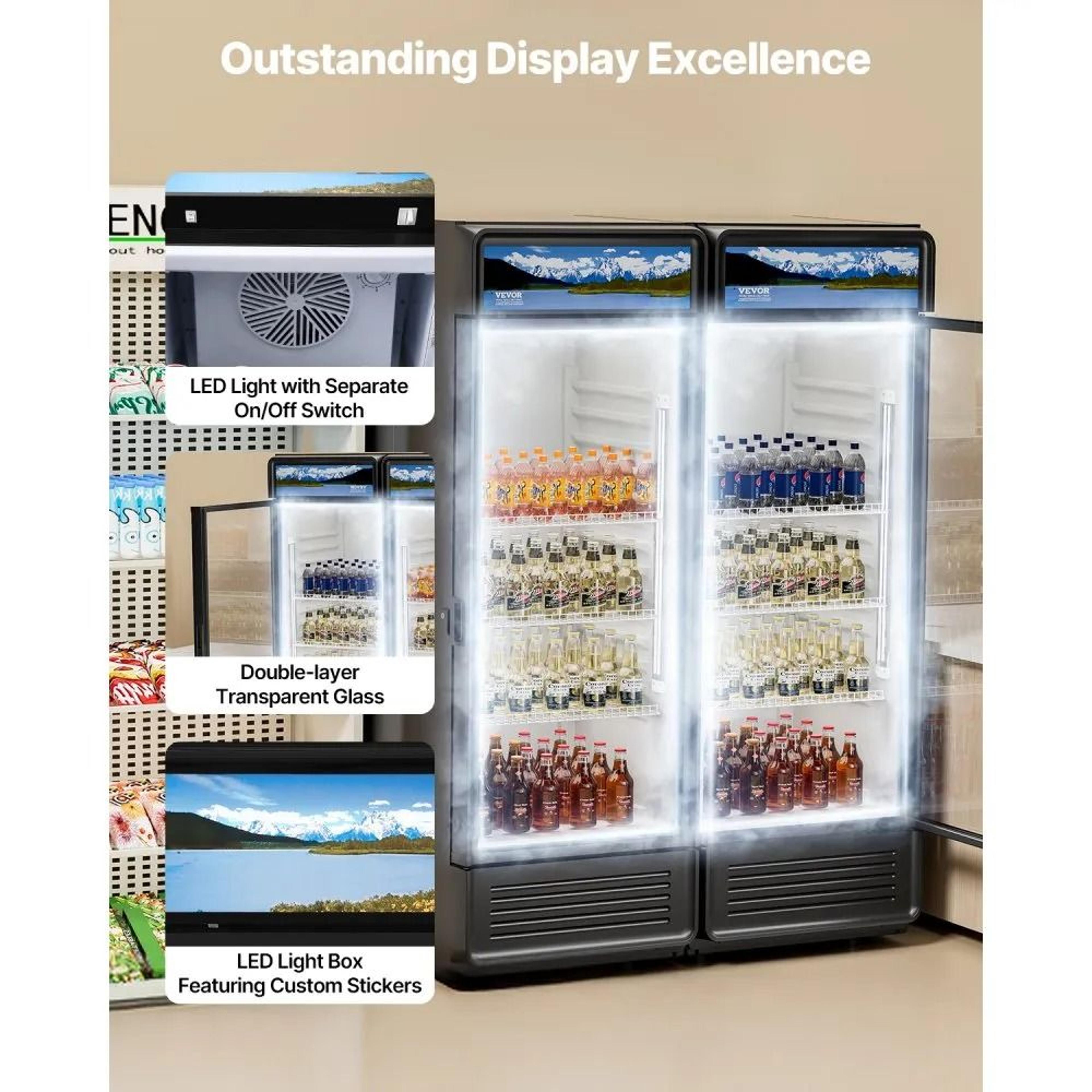 Commercial Beverage Display Refrigerator 69 Cu Ft With Glass Door And LED Lighting 2