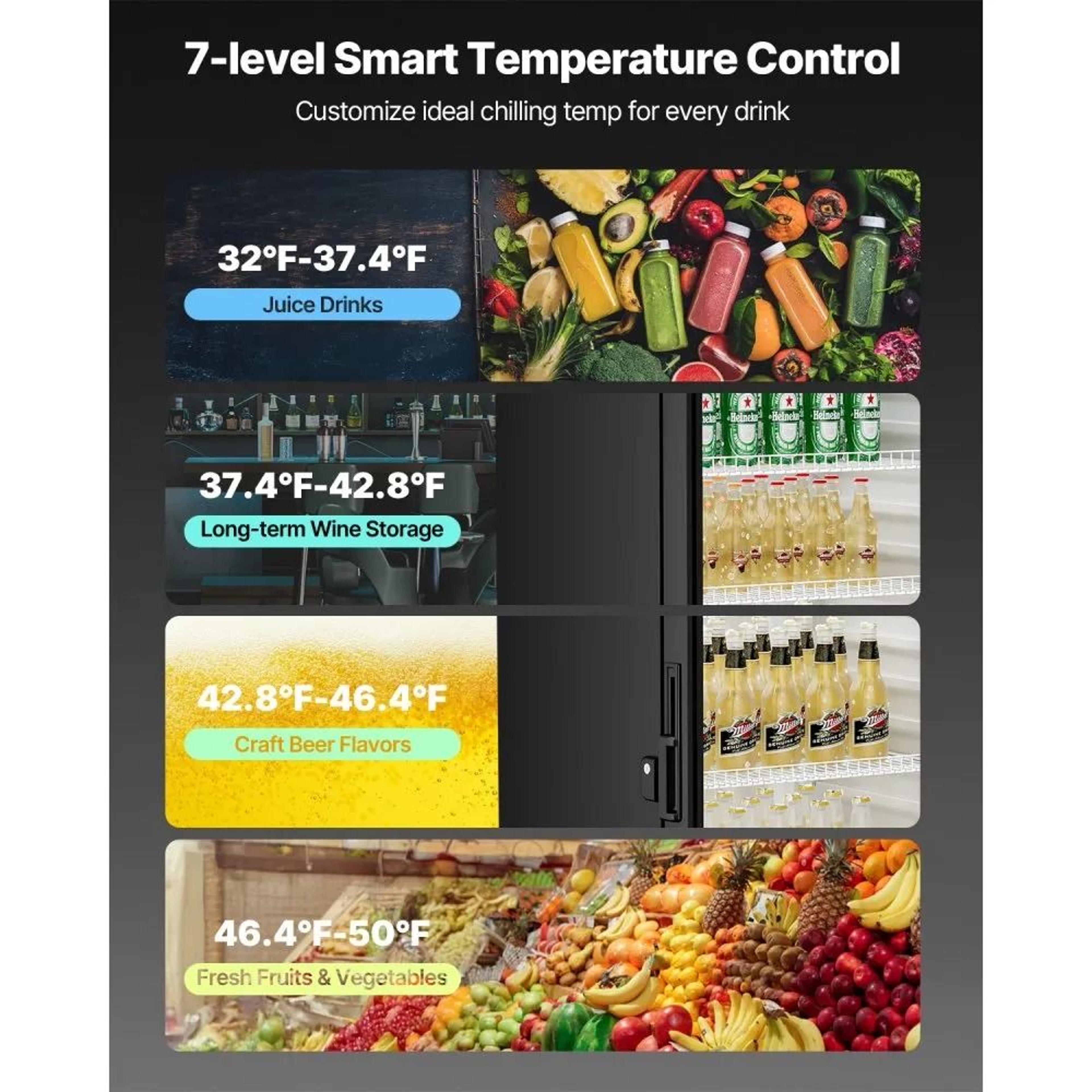 Commercial Beverage Display Refrigerator 69 Cu Ft With Glass Door And LED Lighting 3