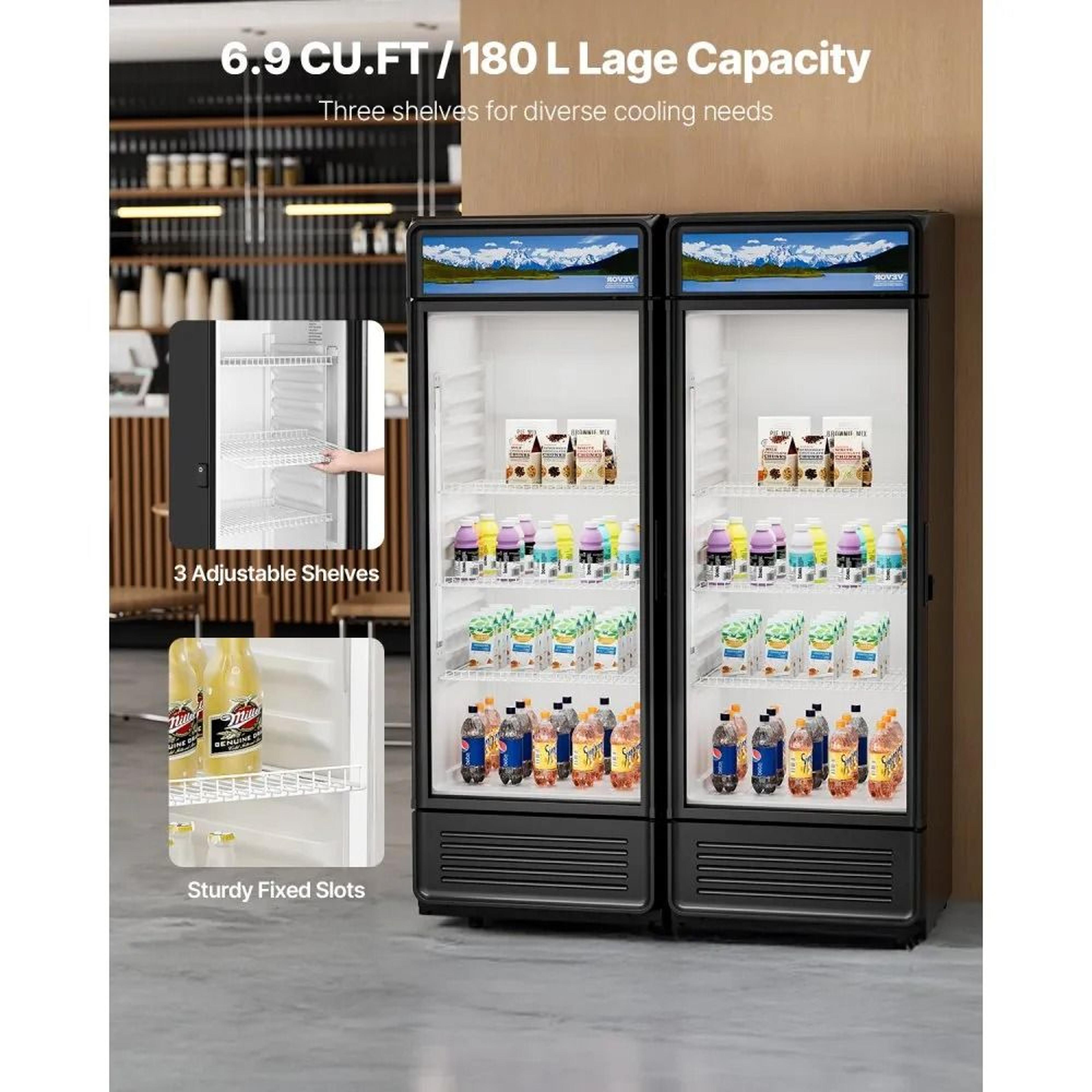 Commercial Beverage Display Refrigerator 69 Cu Ft With Glass Door And LED Lighting 1