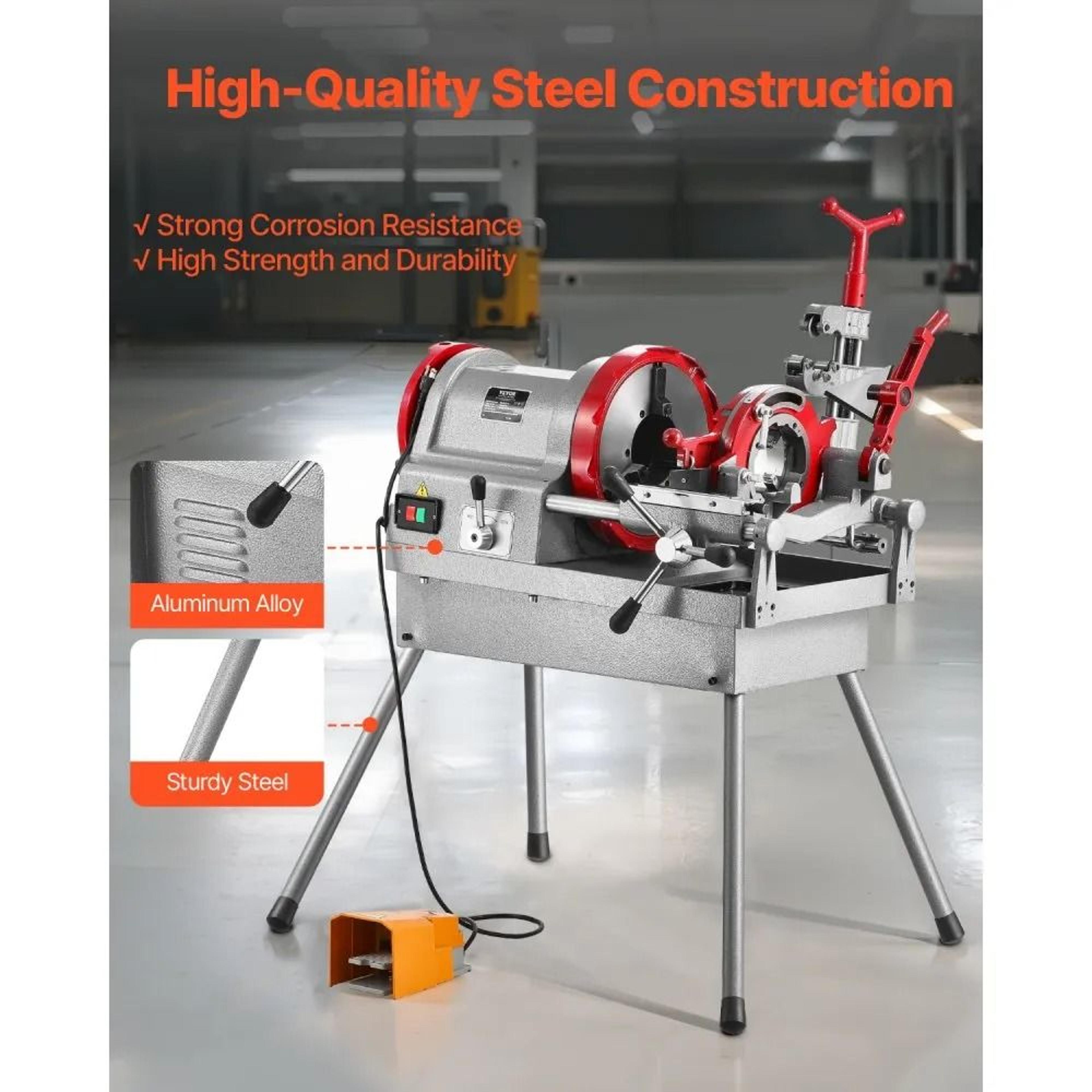 Electric Pipe Threader Machine 750W 28 RPM With Foot Pedal For 12 To 2 Inch Pipes 1