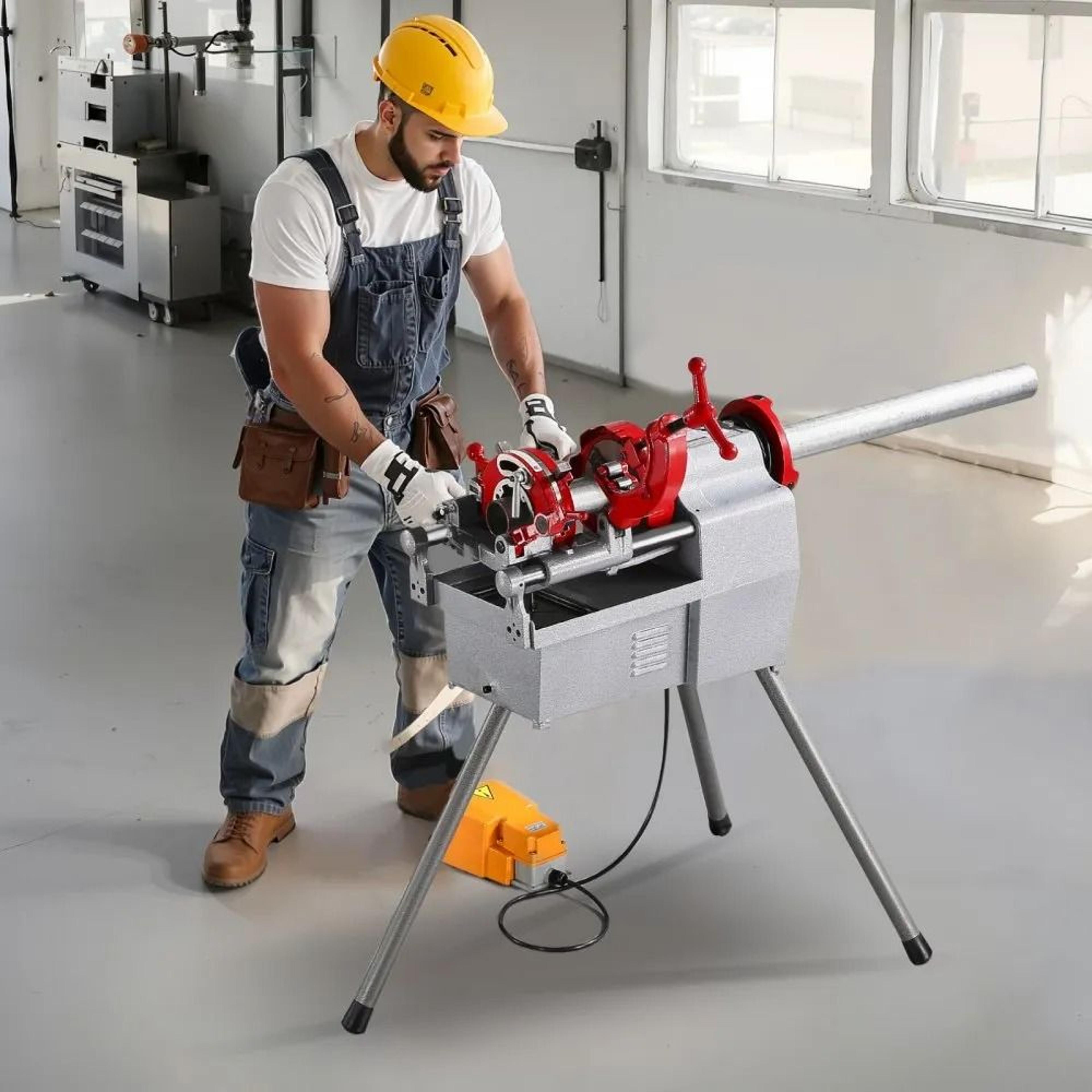Electric Pipe Threader Machine 750W 28 RPM With Foot Pedal For 12 To 2 Inch Pipes 7