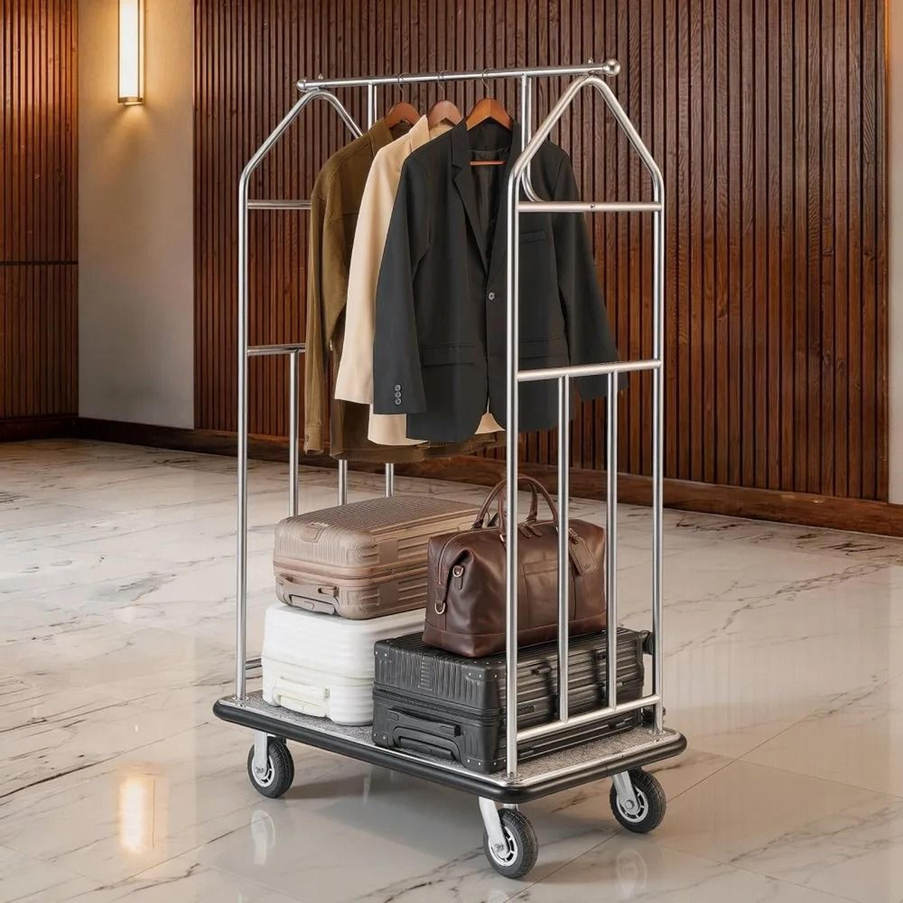 Hotel Luggage Cart With 800 Lb Capacity And Stainless Steel Frame 7