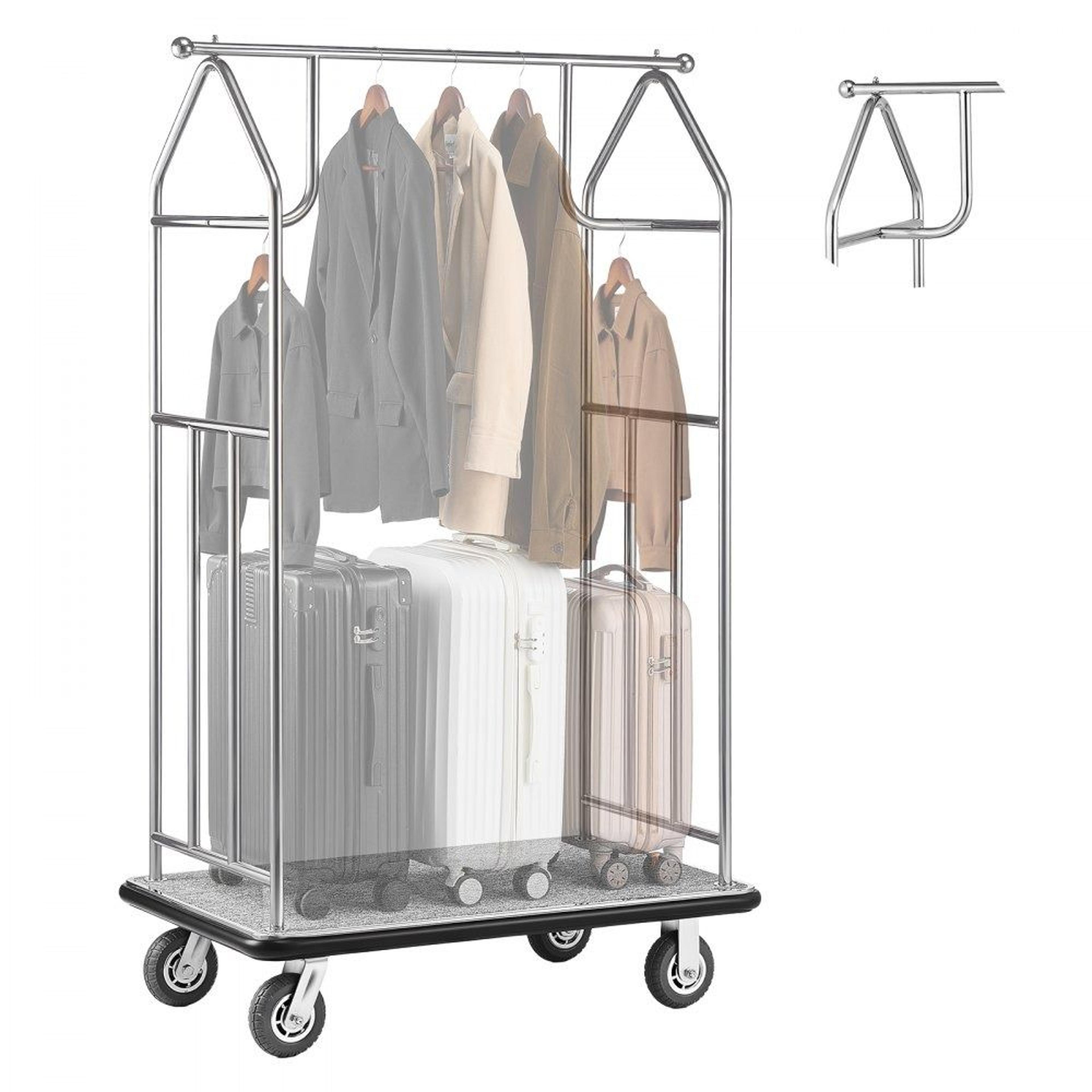 hotel luggage cart with 800 lb capacity and stainless steel frame