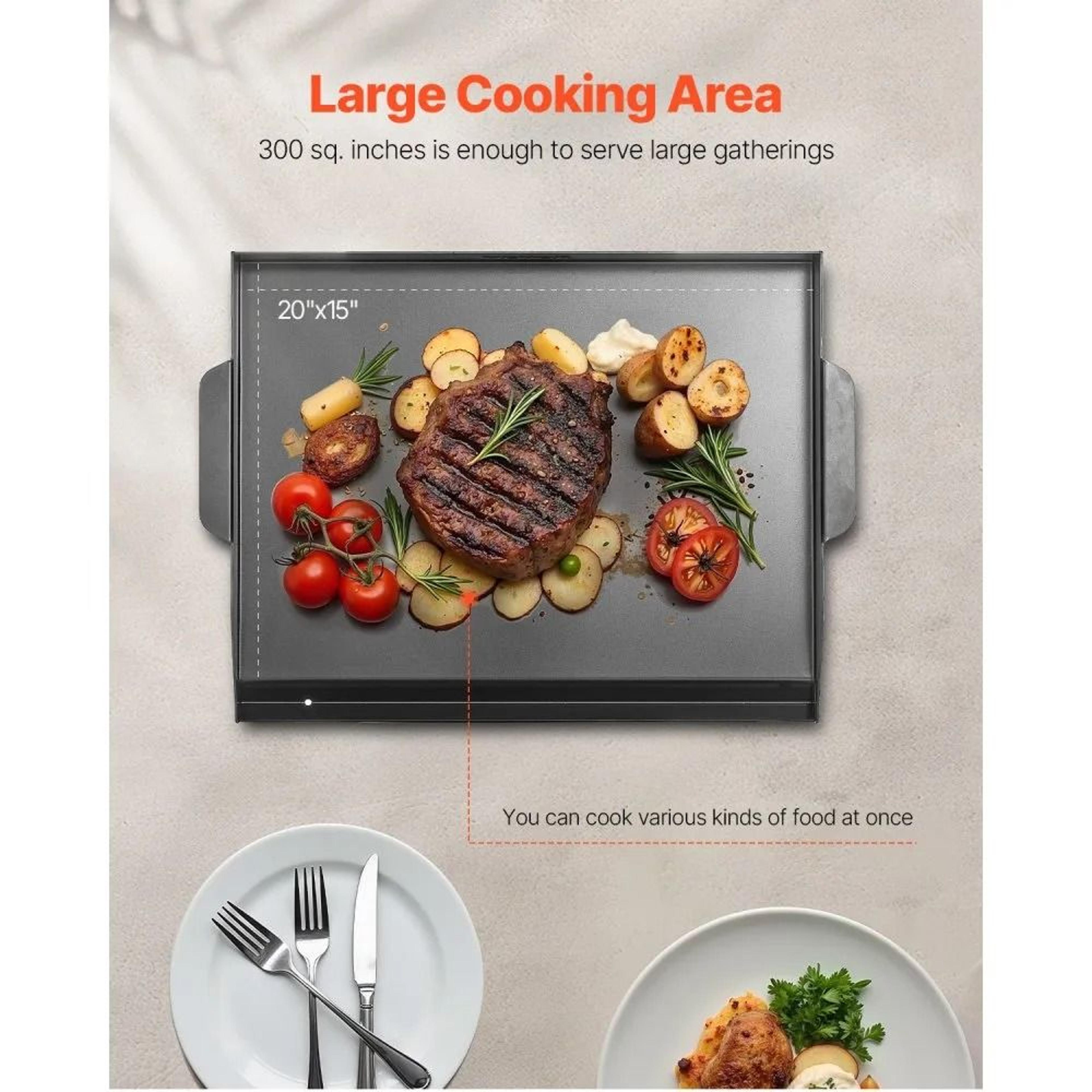 Carbon Steel Griddle 20 X 15 Inch Flat Top Grill Plate With Nonstick Coating 2
