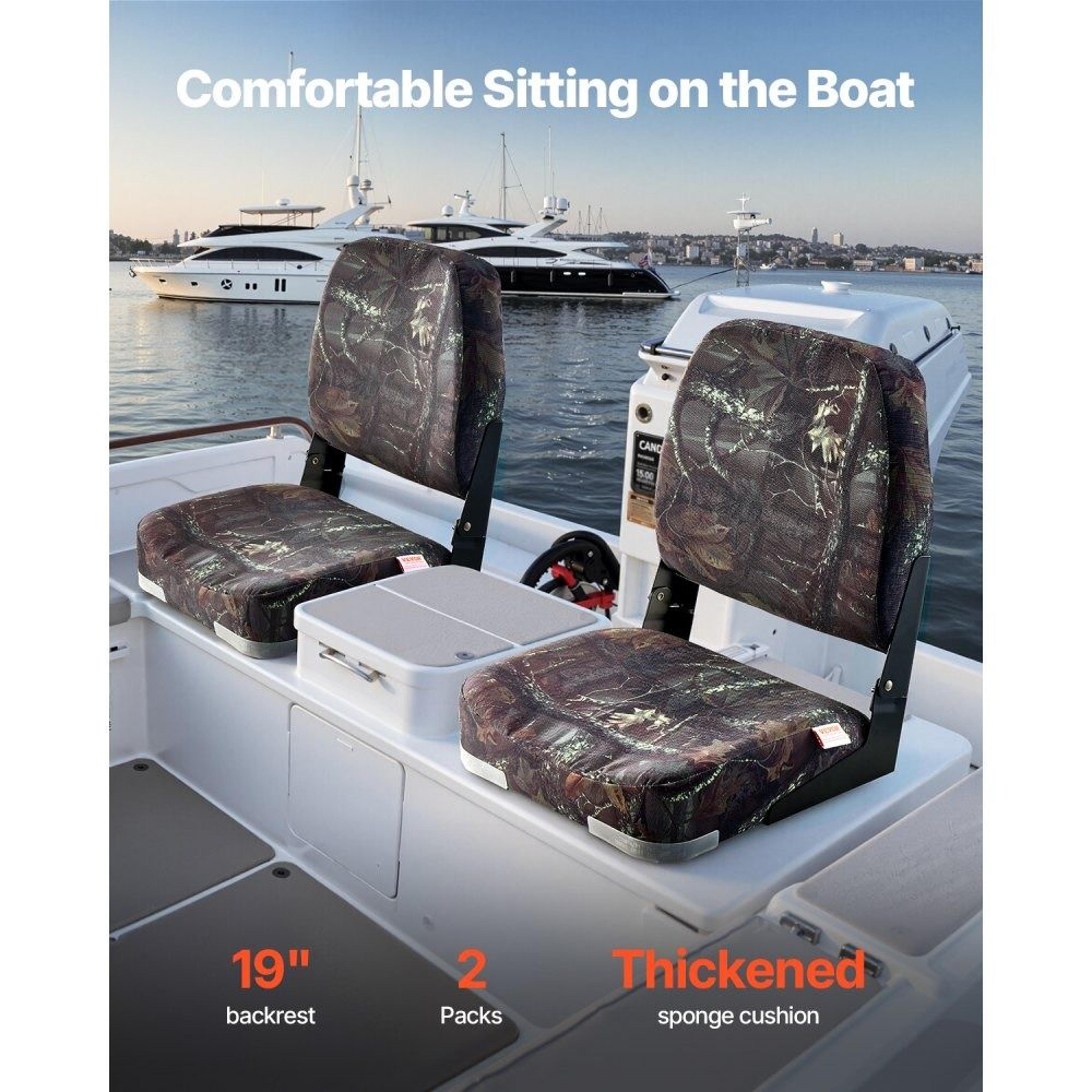 Folding Fishing Boat Seats With Thick Foam Cushions And Camouflage Finish  2 Pack 3