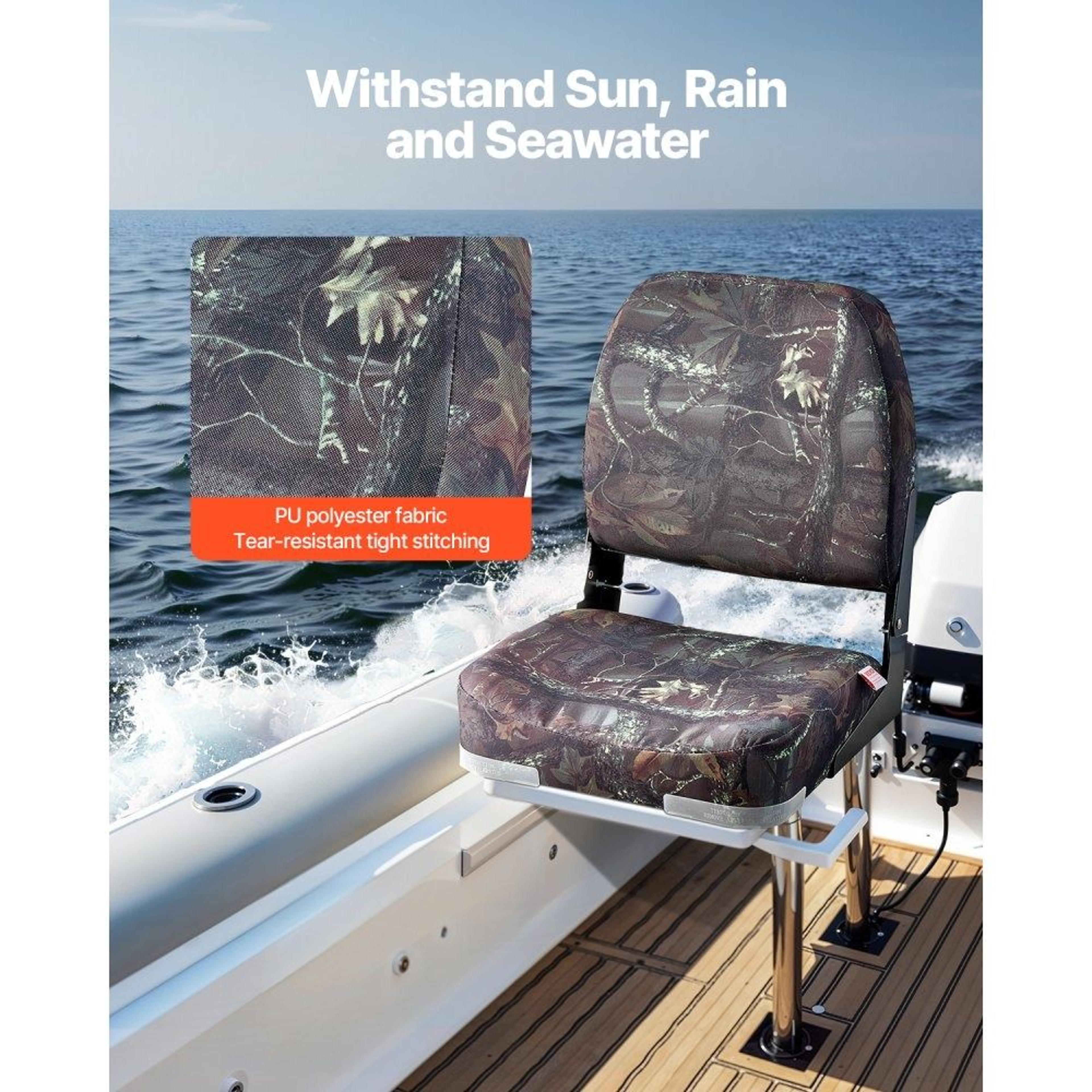Folding Fishing Boat Seats With Thick Foam Cushions And Camouflage Finish  2 Pack 2