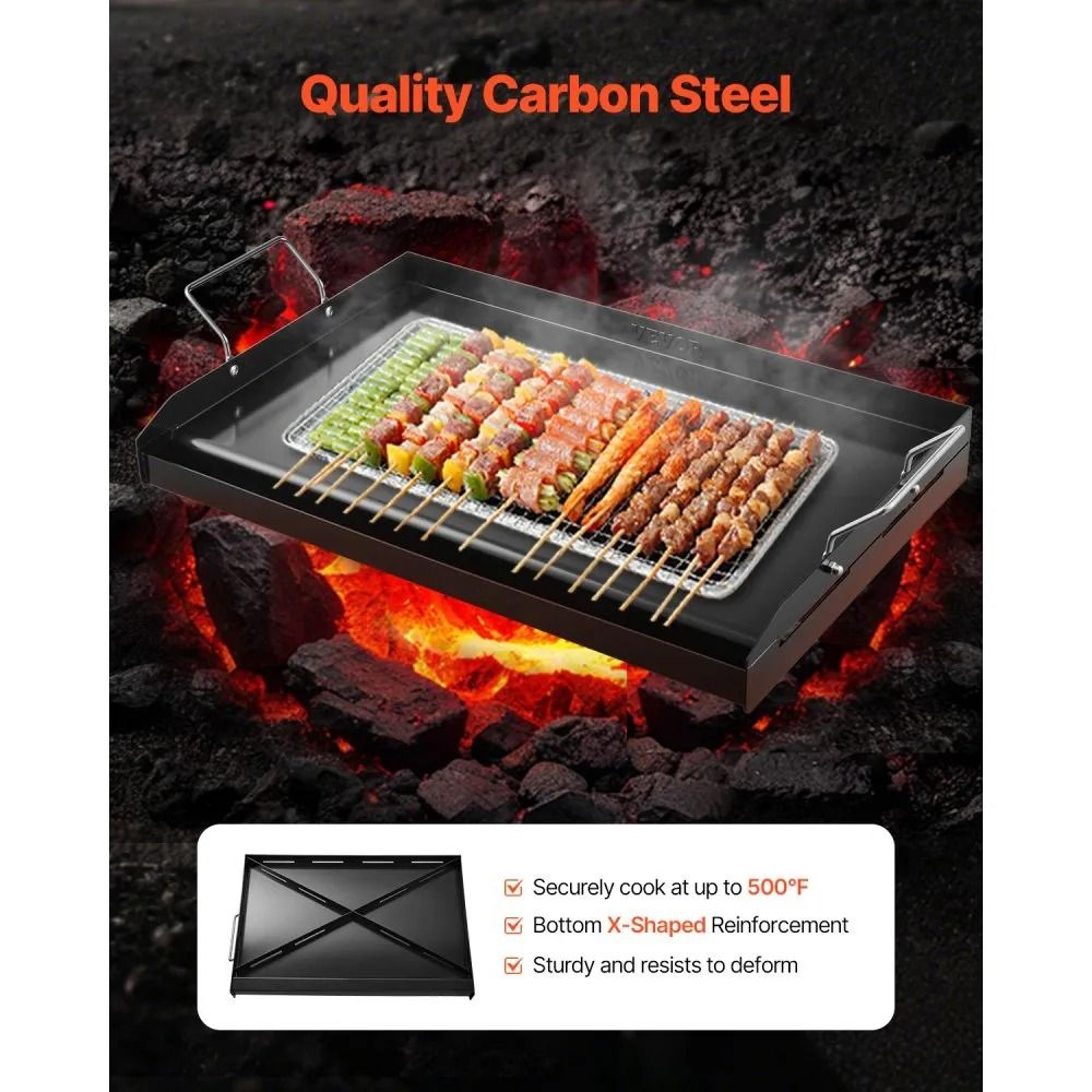 Carbon Steel Griddle 24Inch Flat Top Grill Plate With Removable Handles 4