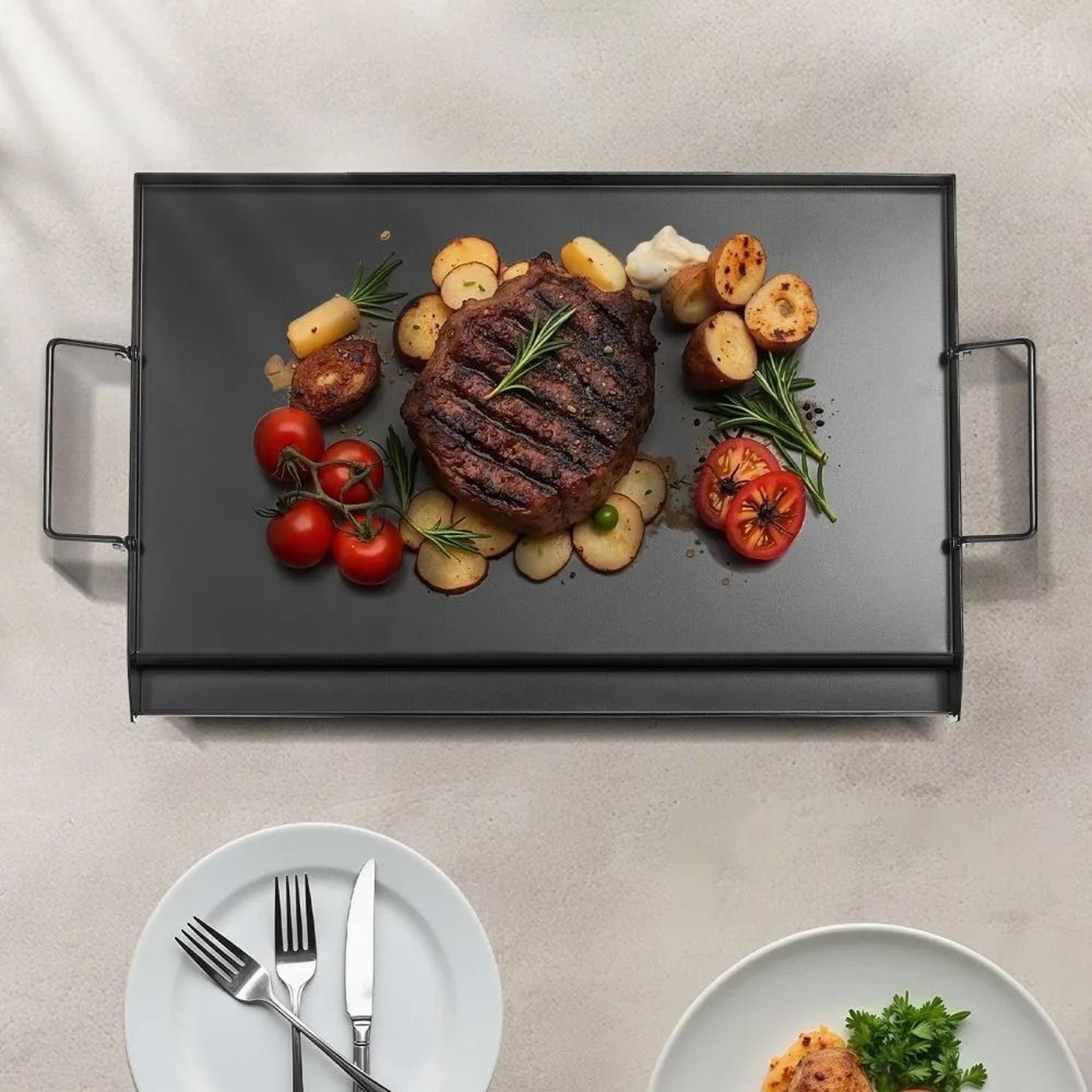 Carbon Steel Griddle 24Inch Flat Top Grill Plate With Removable Handles 6