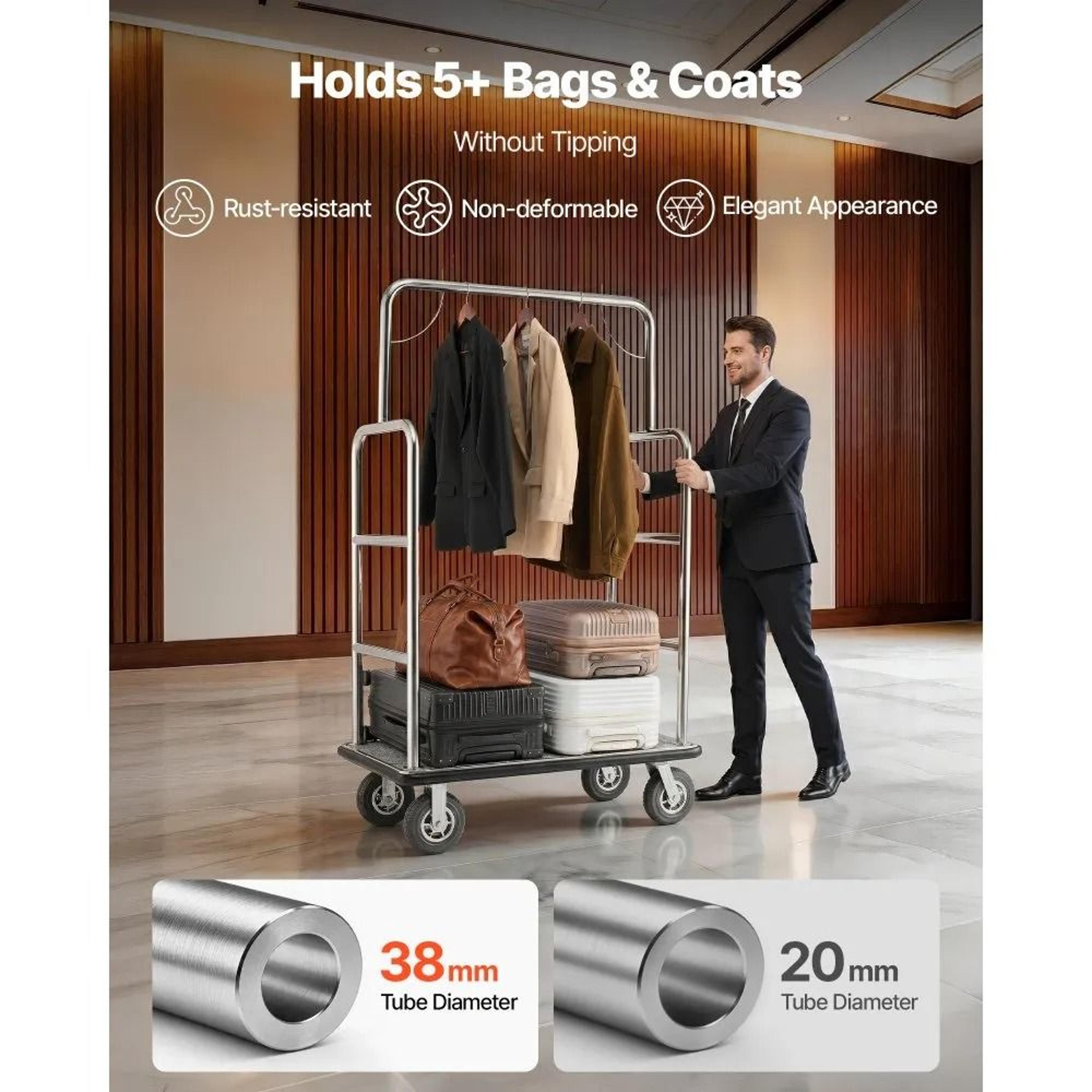 Hotel Luggage Cart With 1200 Lb Capacity And Stainless Steel Frame 3