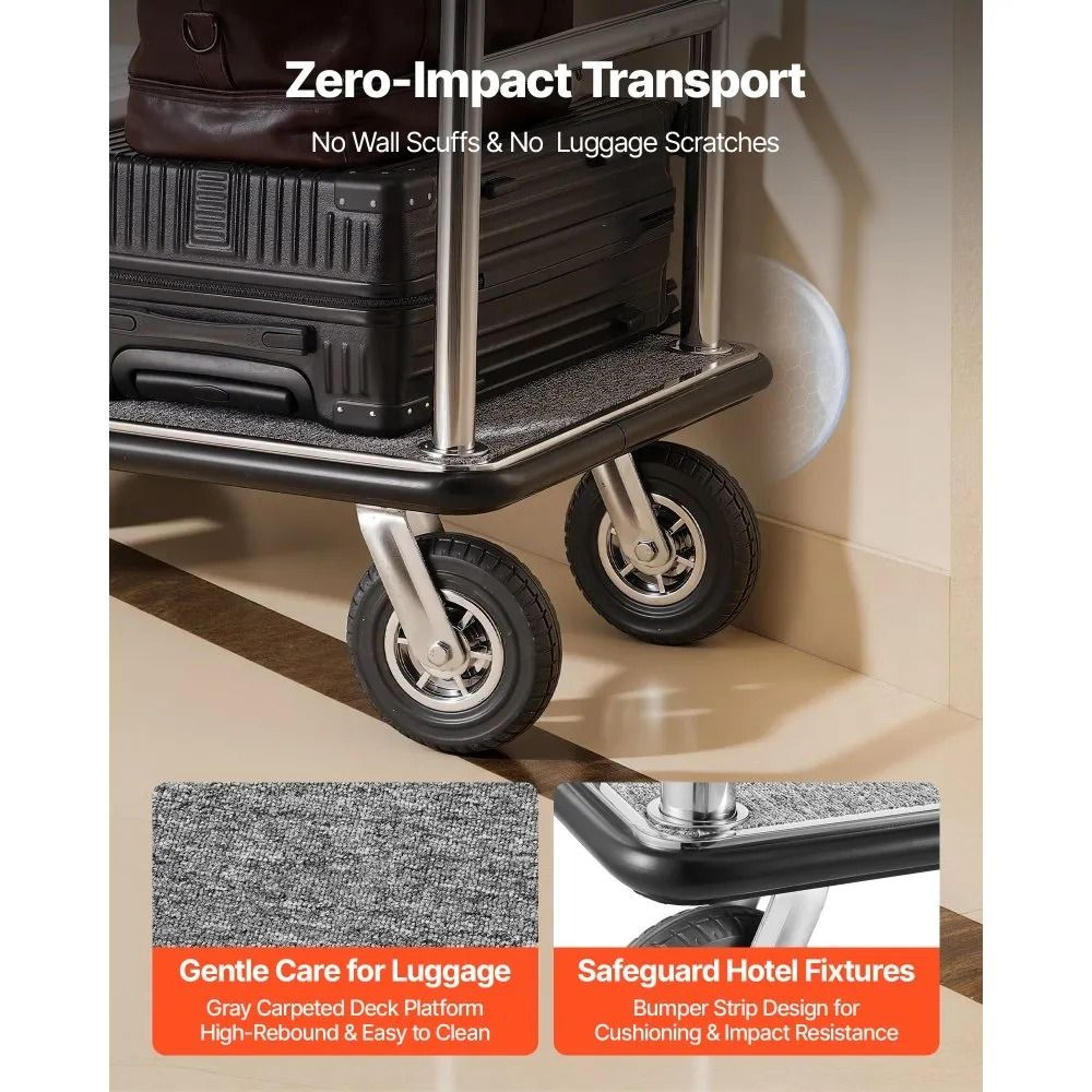 Hotel Luggage Cart With 1200 Lb Capacity And Stainless Steel Frame 2