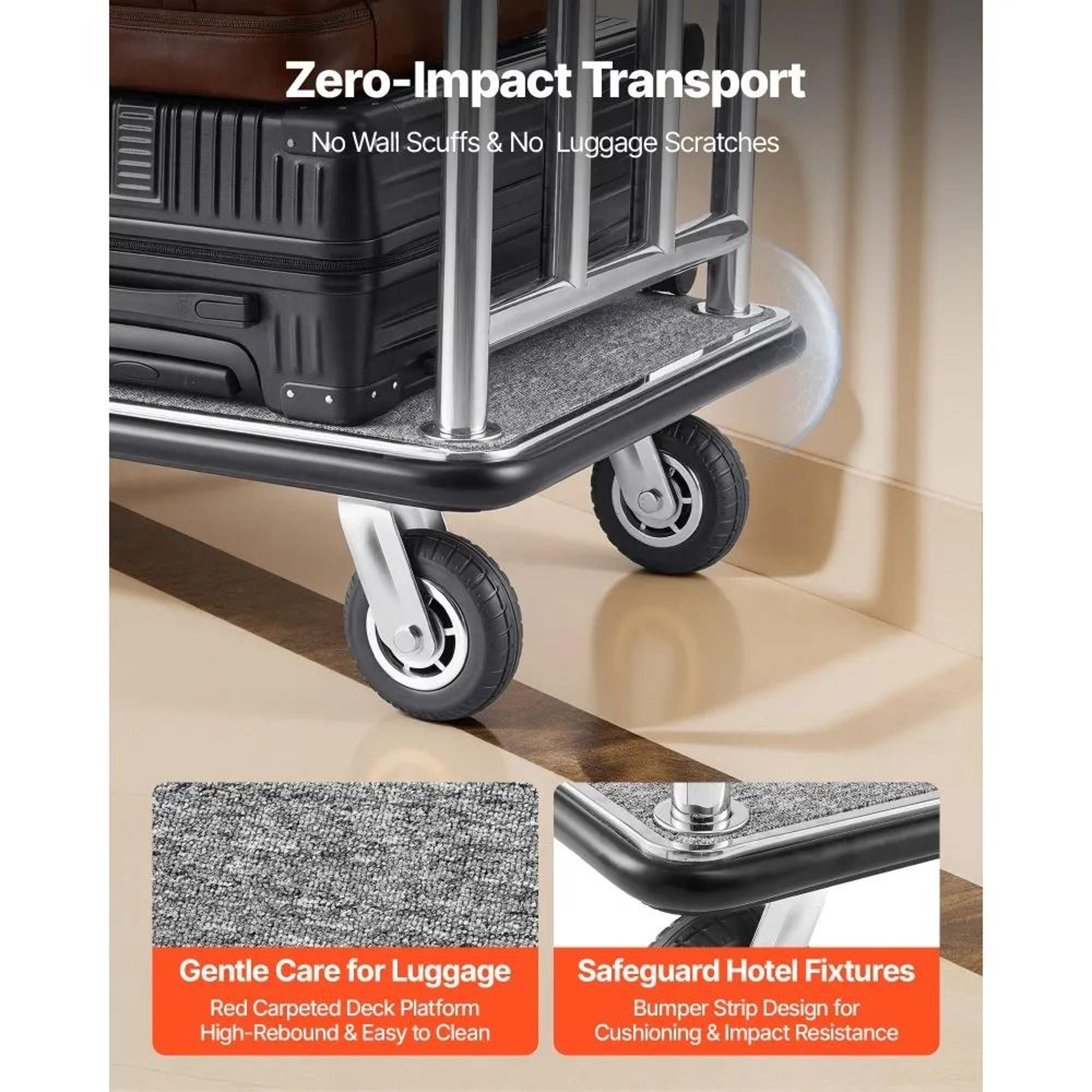 Hotel Luggage Cart With 750 Lb Capacity And Stainless Steel Frame 2