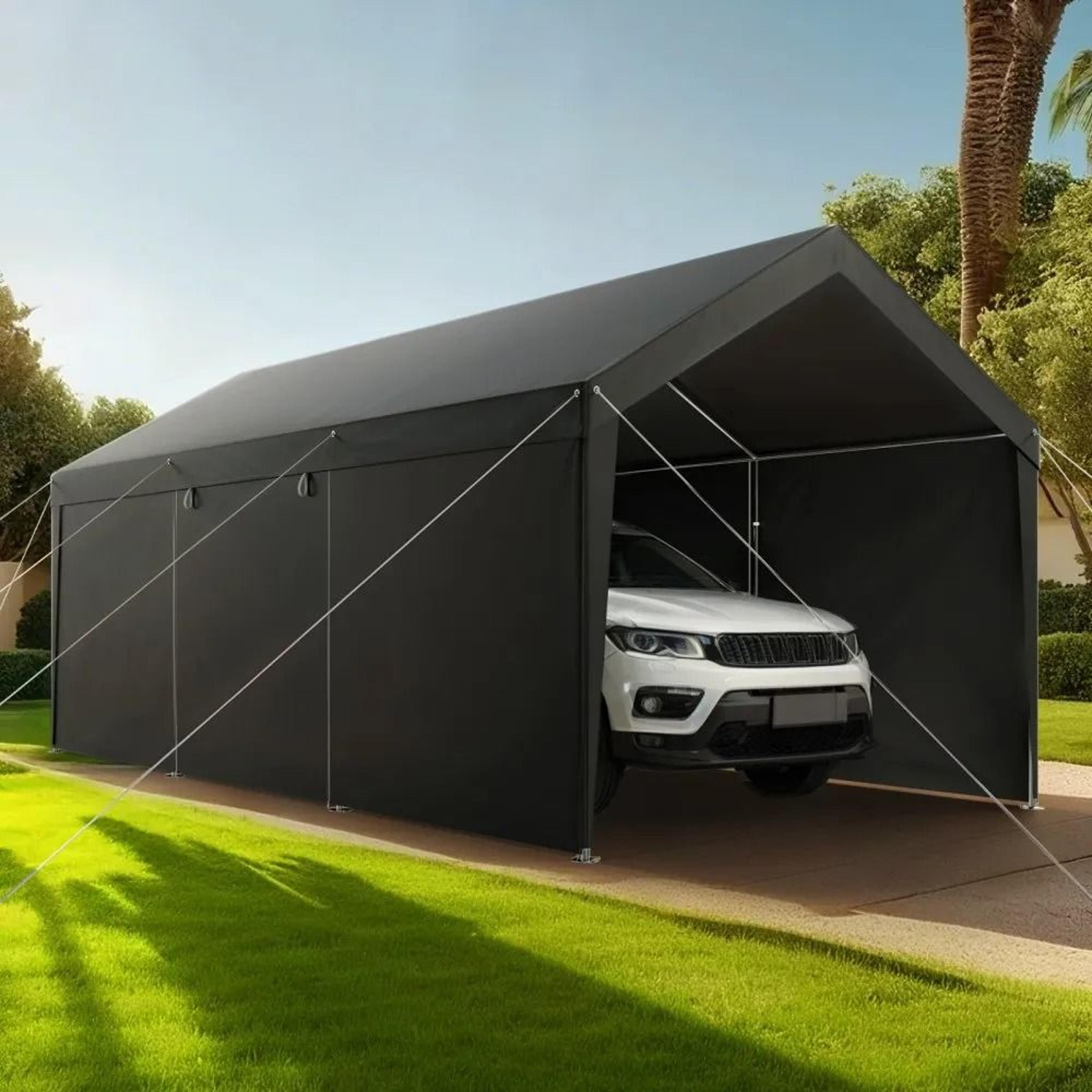 12 X 20 FT Heavy Duty Carport Canopy With Removable Sidewalls And Zipper Door 7