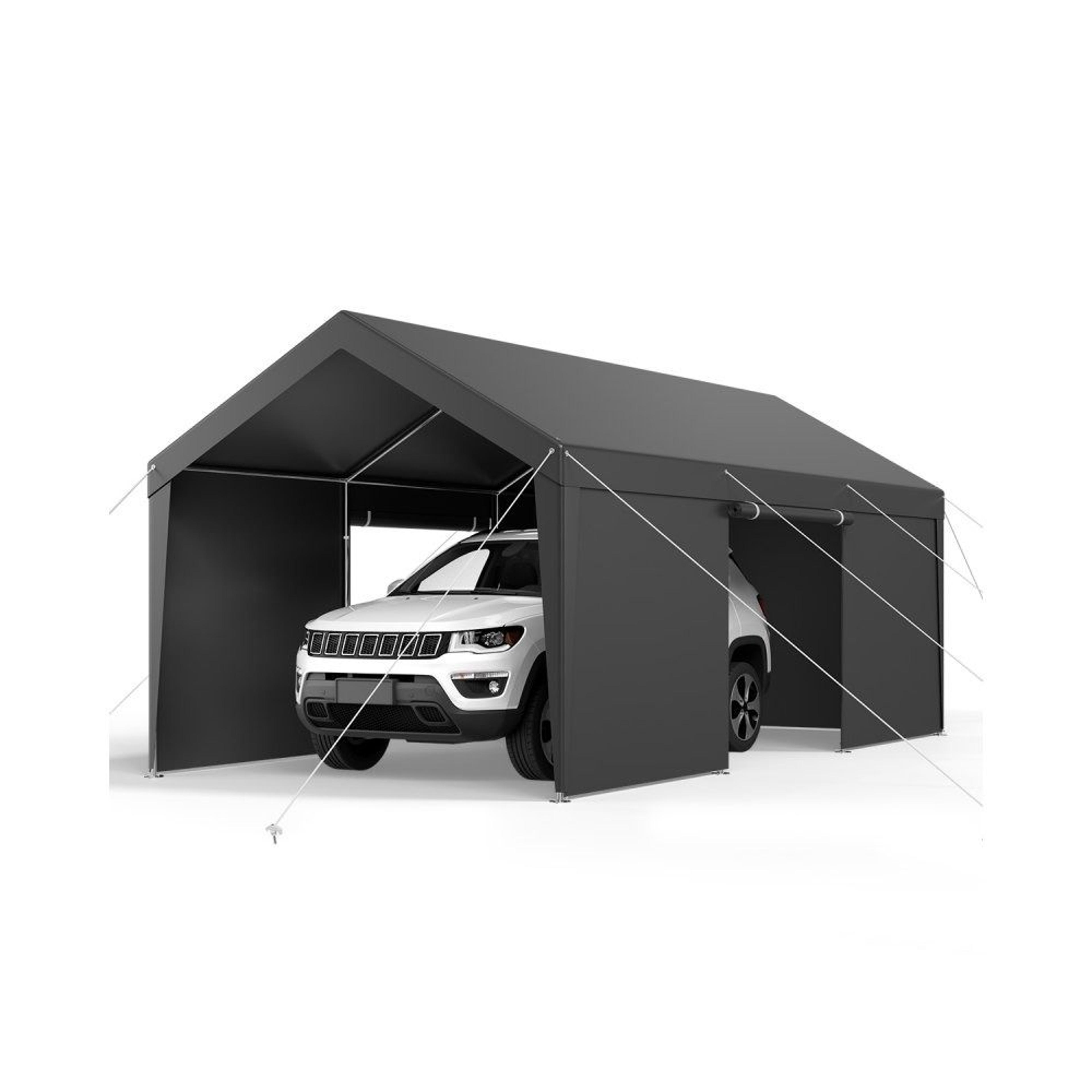 12 x 20 ft heavy duty carport canopy with removable sidewalls and zipper door