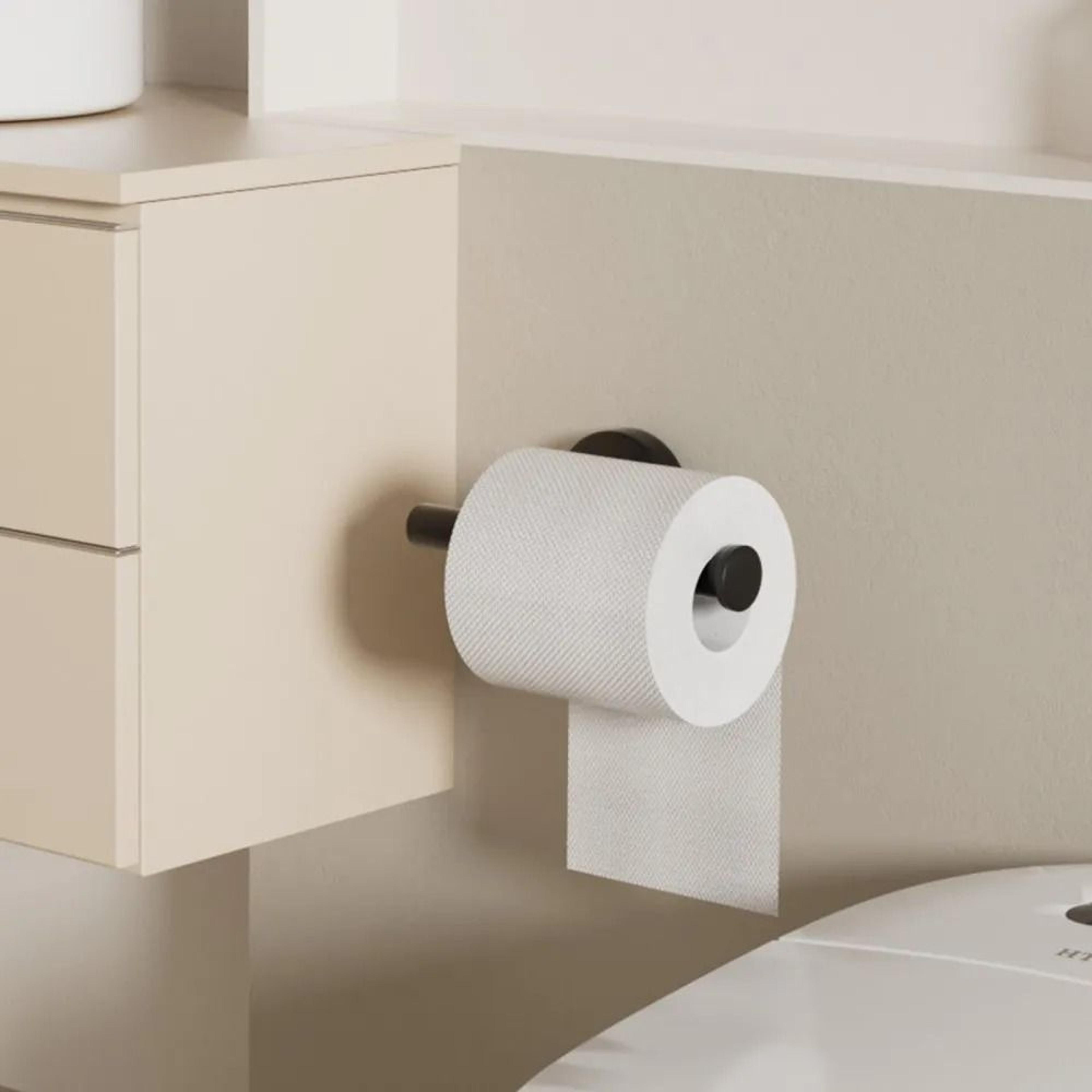Wall Mounted Toilet Paper Holder For Mega Rolls In Matte Black Stainless Steel 4