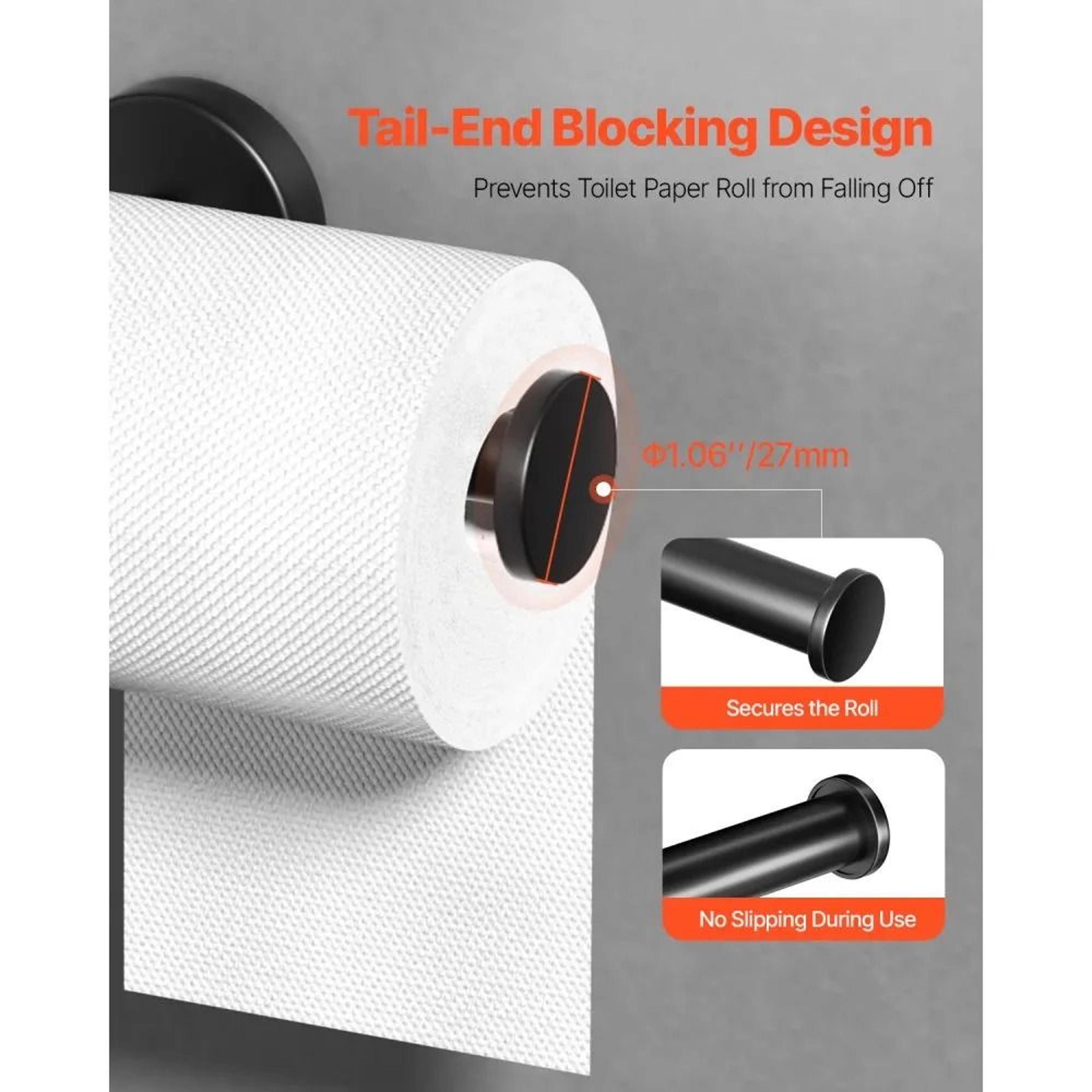 Wall Mounted Toilet Paper Holder For Mega Rolls In Matte Black Stainless Steel 2