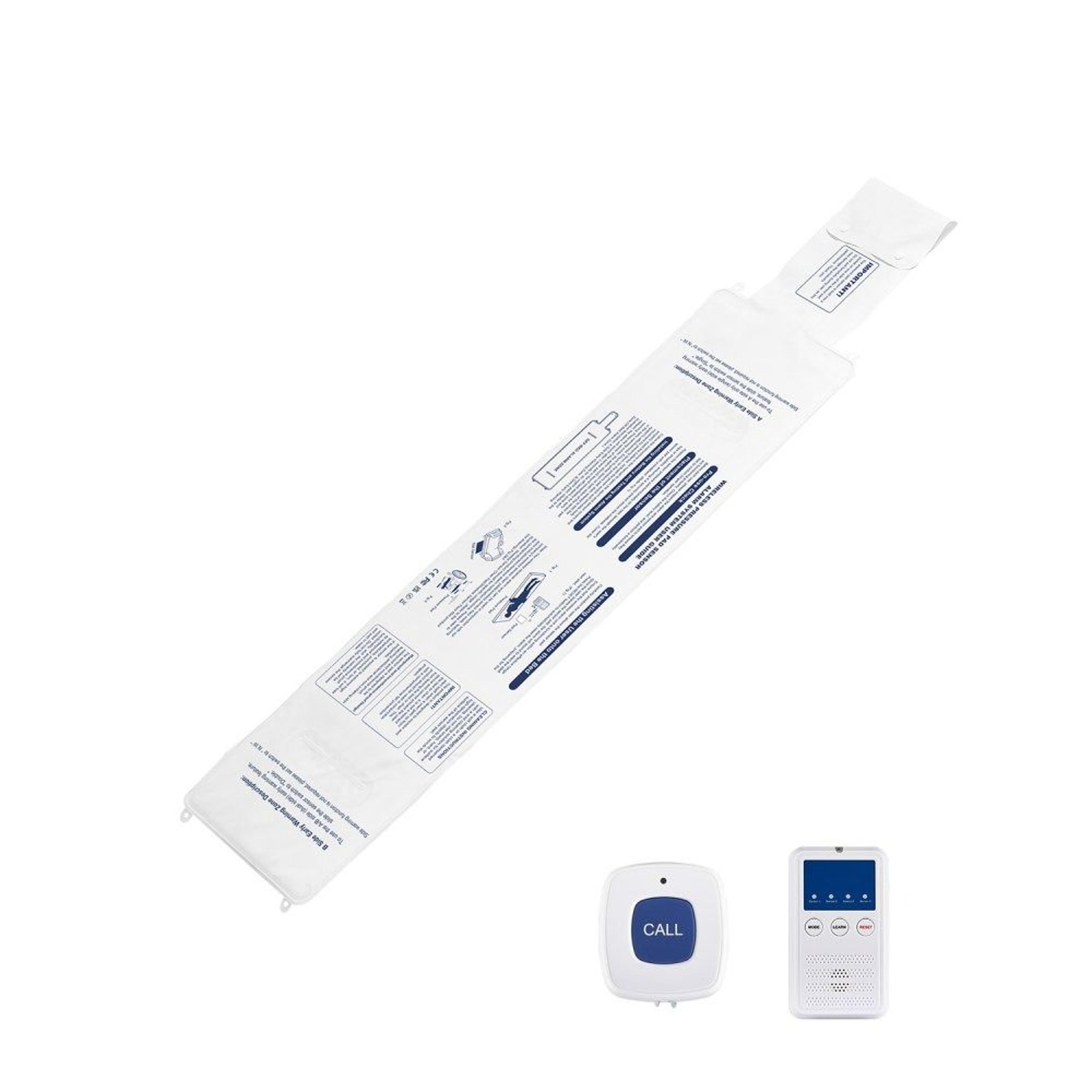 wireless bed alarm system with early alert sensor pad and caregiver pager