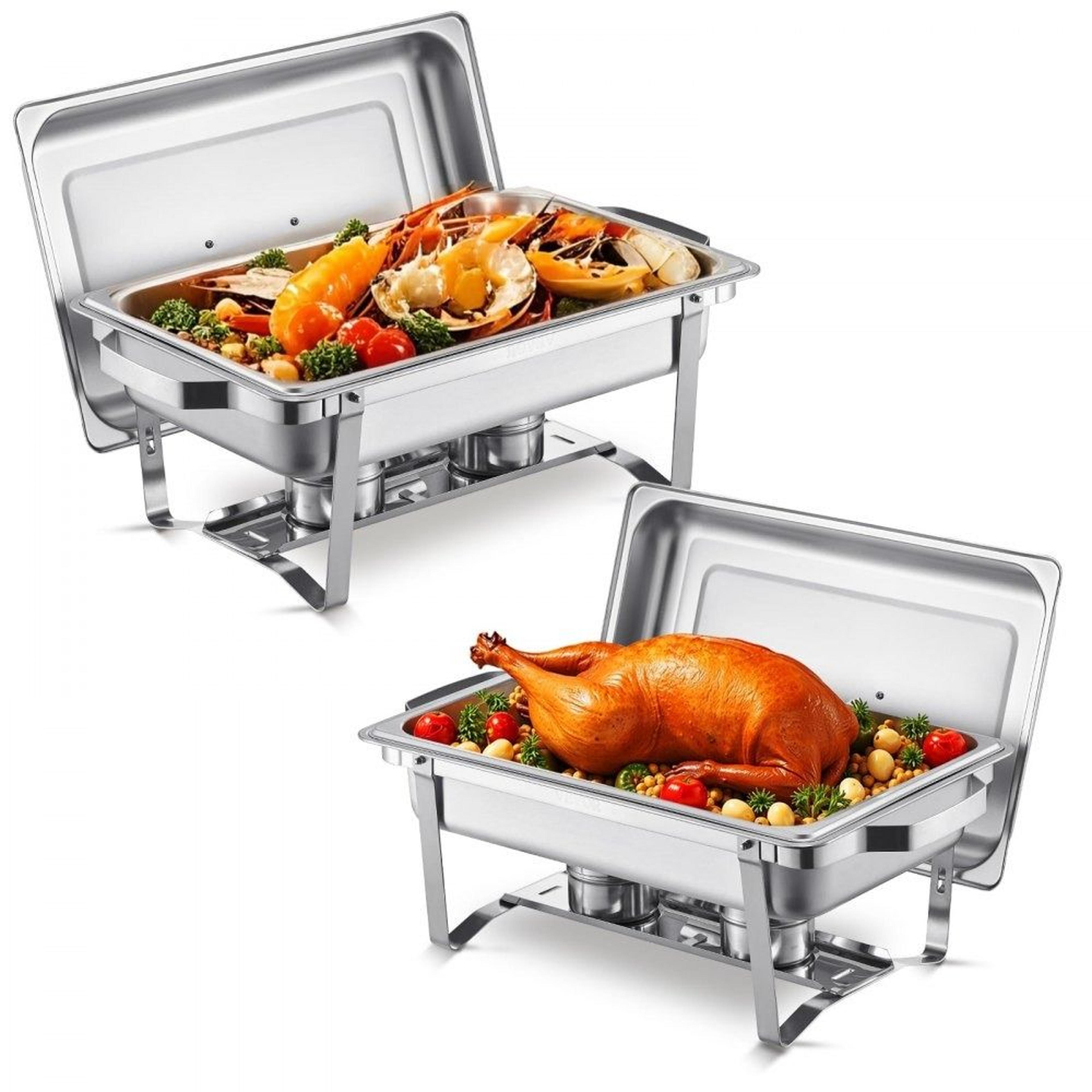 8 qt stainless steel chafing dish buffet set 2 pack with folding stands