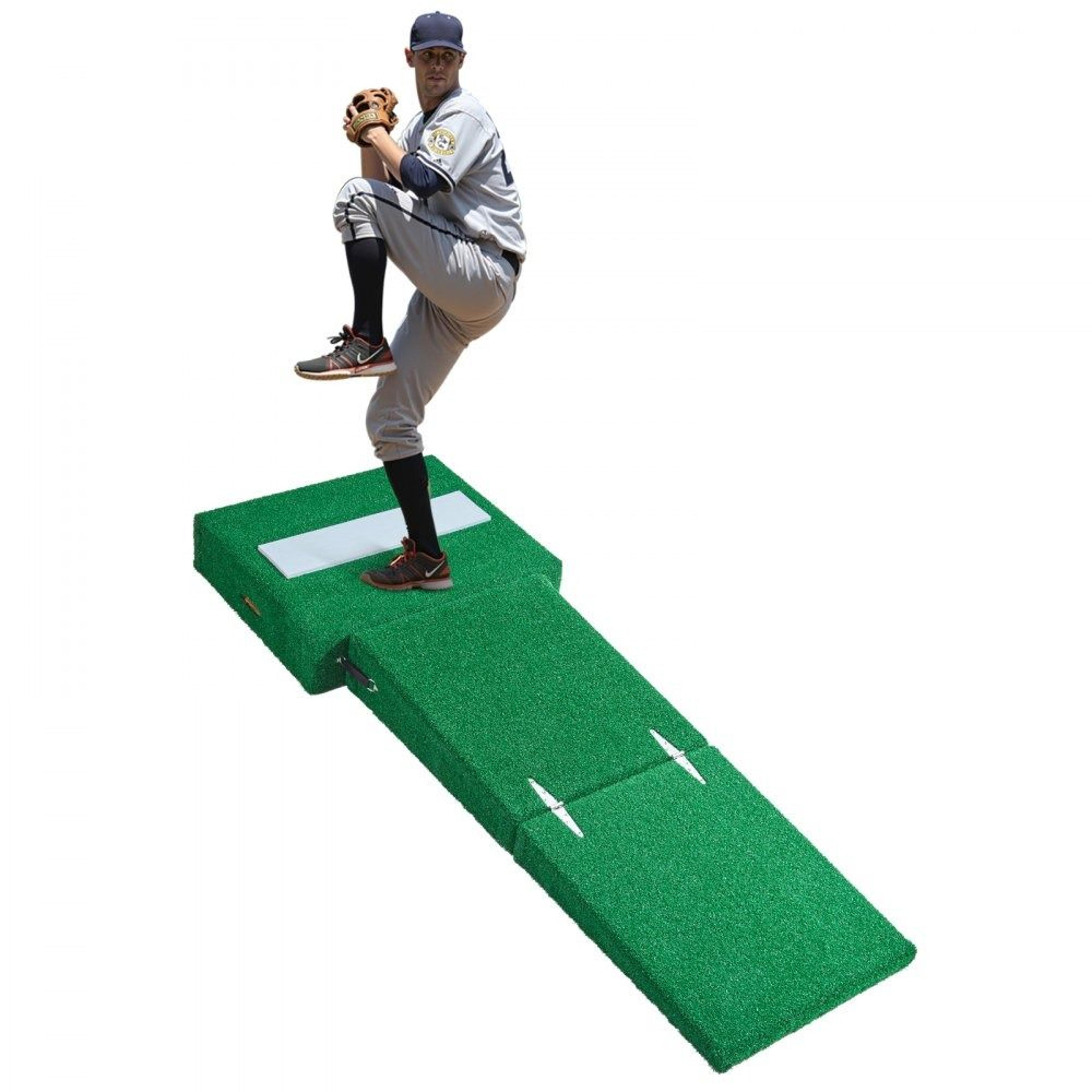 portable baseball pitching mound with artificial turf and carry handles