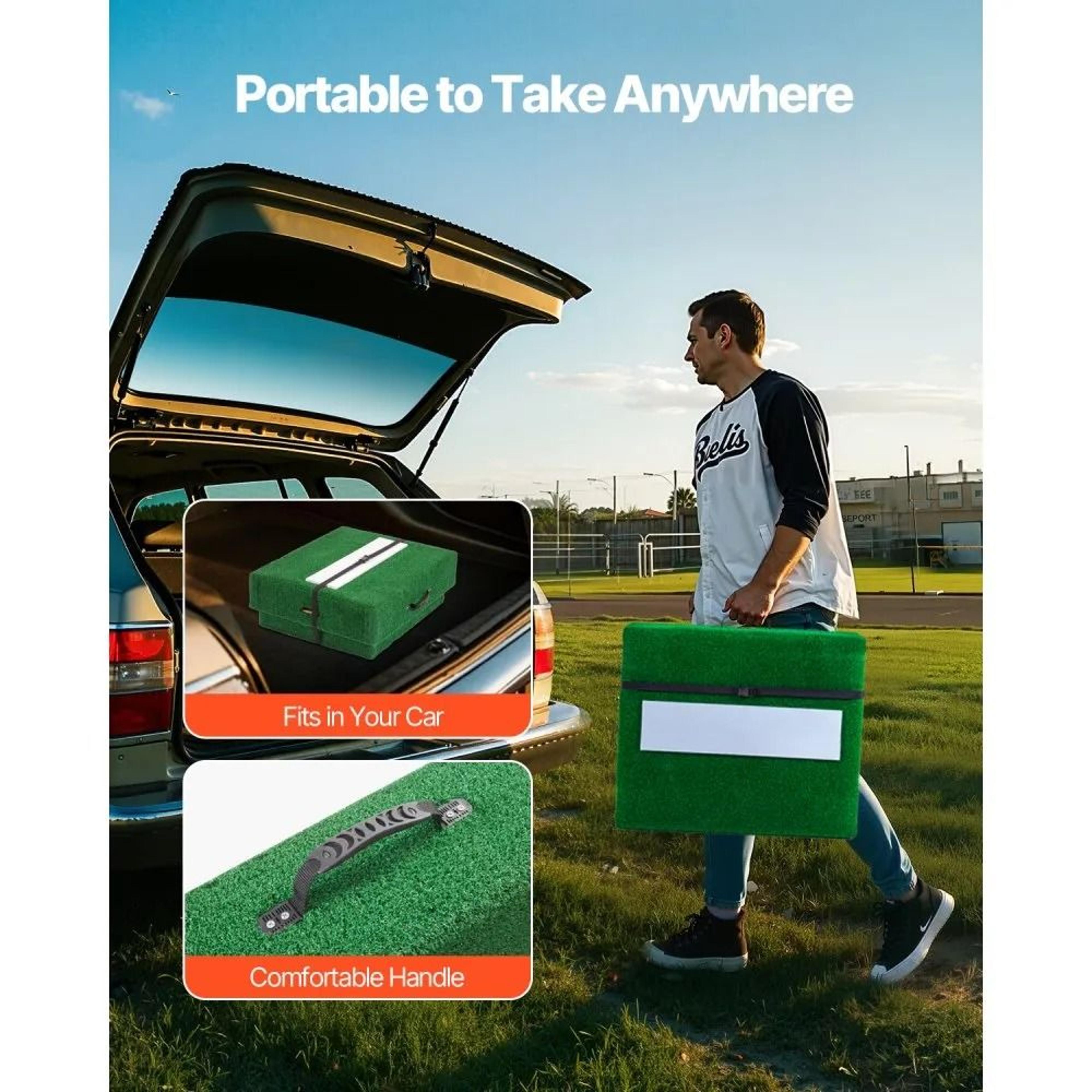 Portable Baseball Pitching Mound With Artificial Turf And Carry Handles 4