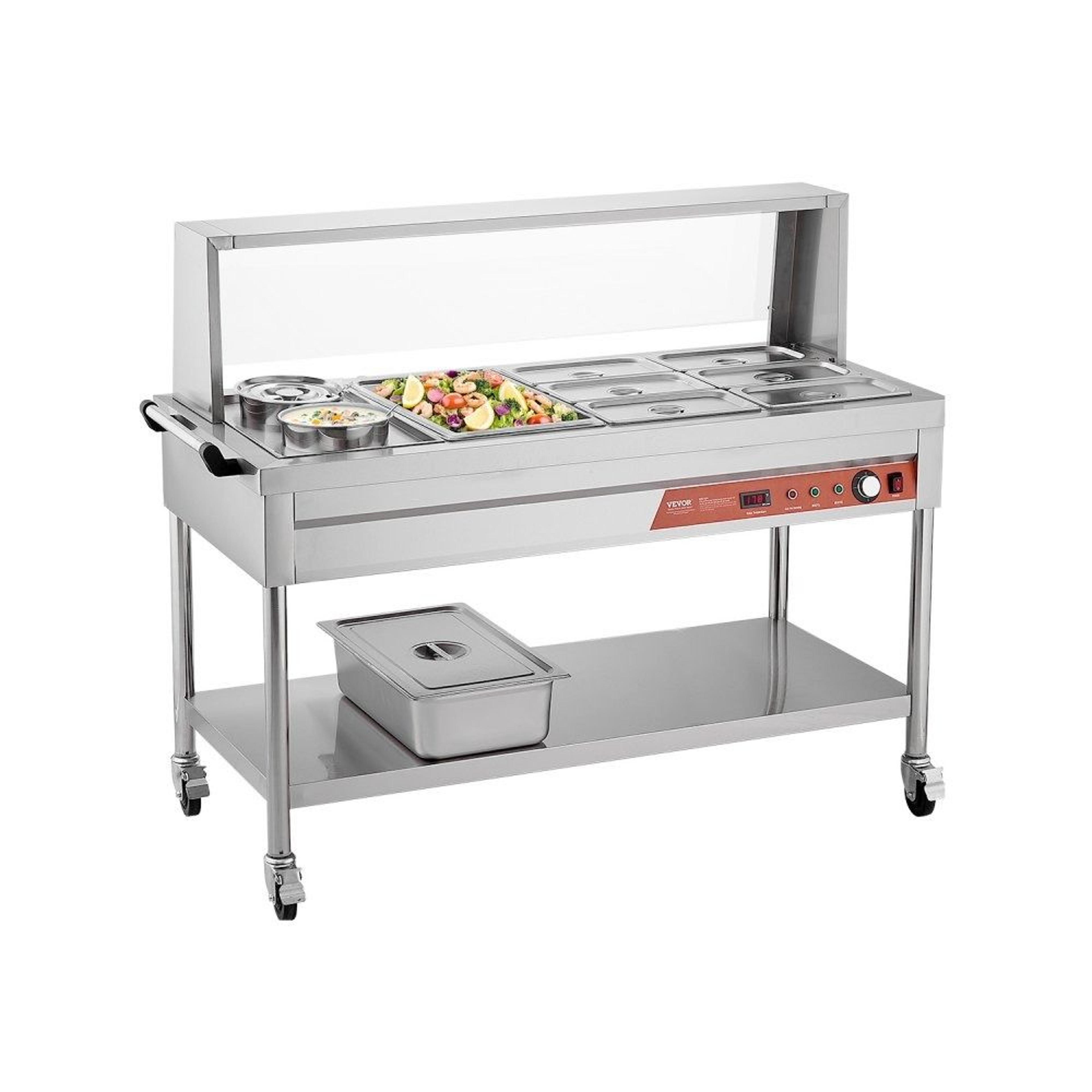 commercial electric food warmer 1800w stainless steel buffet steam table with pans and pots
