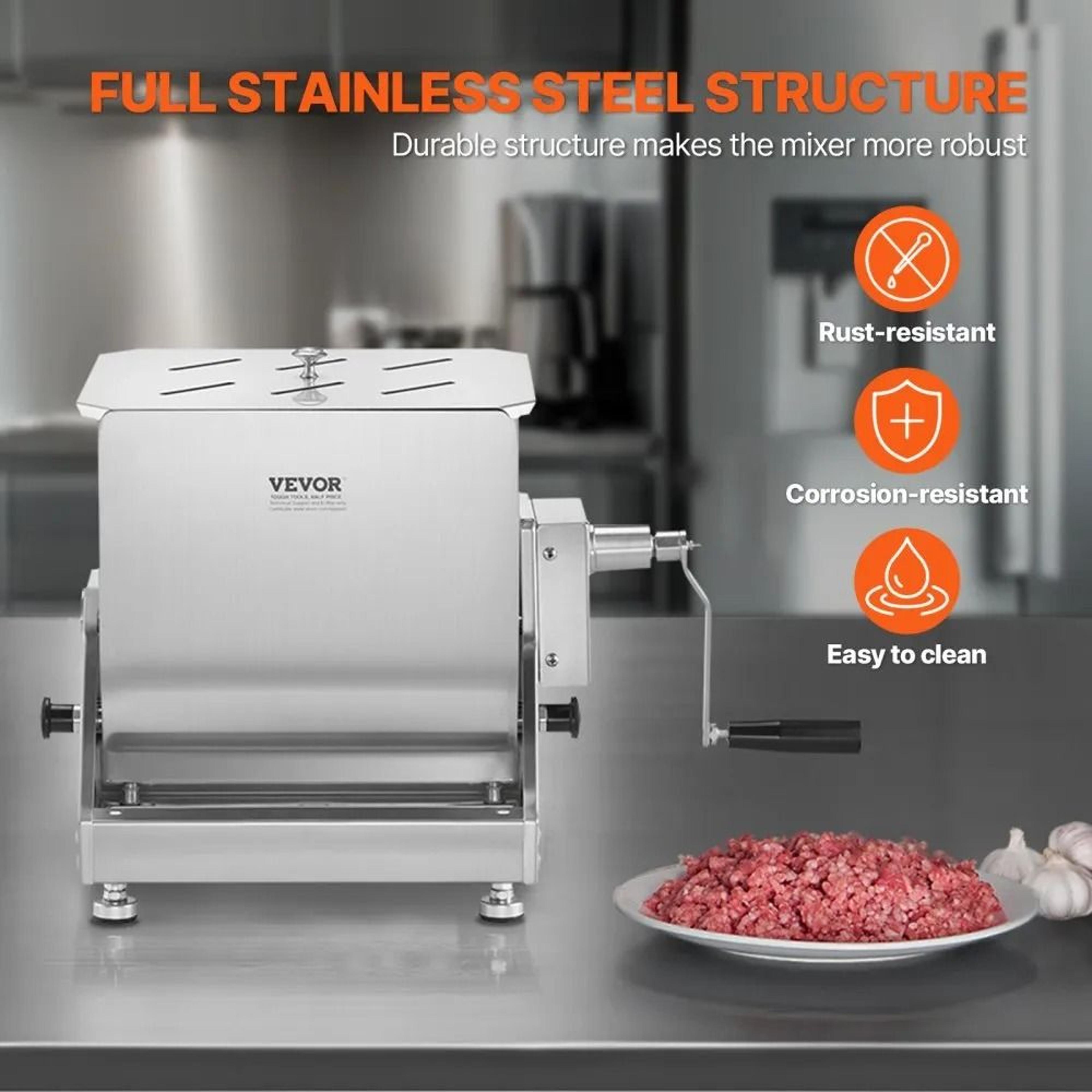 Manual Meat Mixer With 45 Lb Capacity Stainless Steel Tilting Tank 3