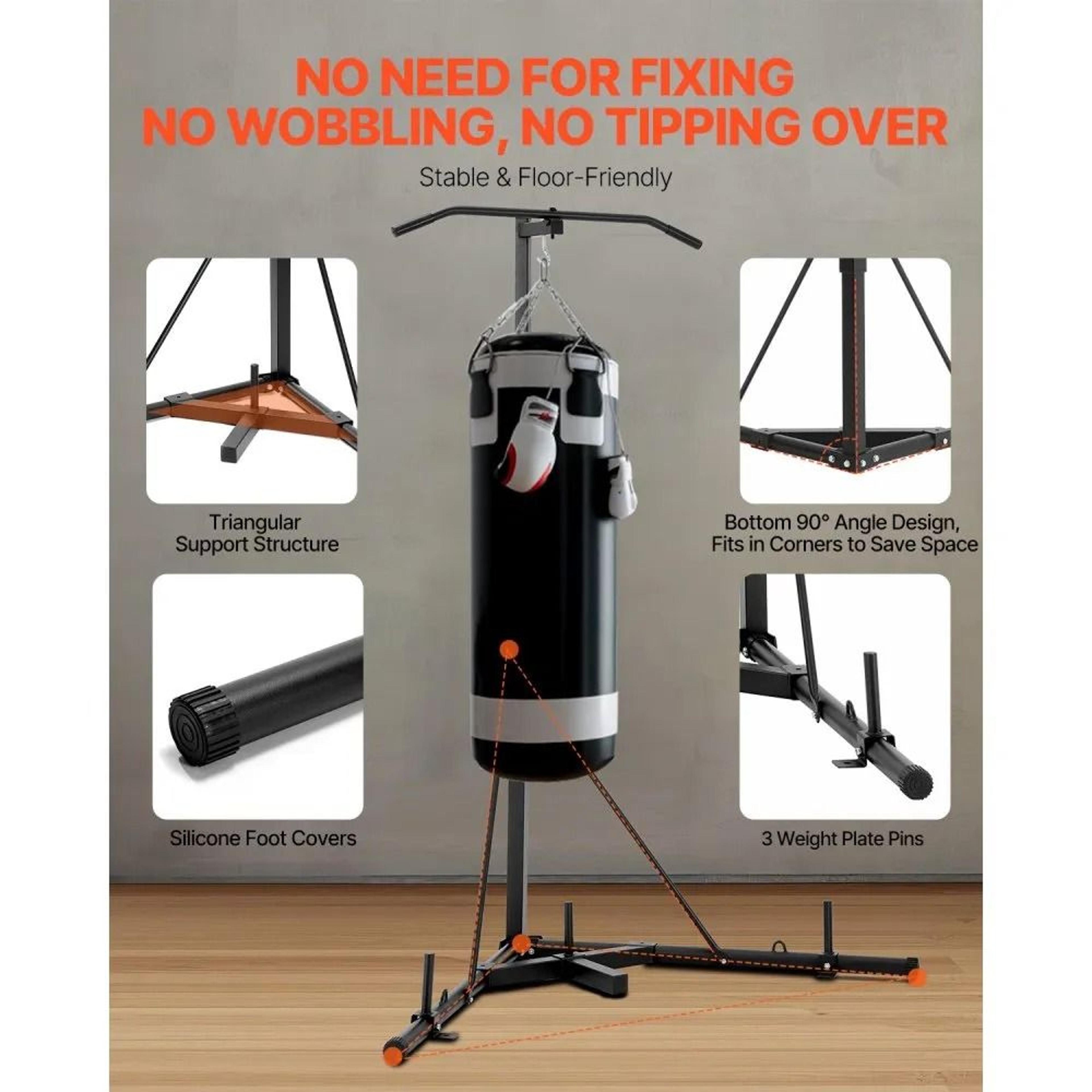 2in1 Adjustable Punching Bag Stand With PullUp Bar HeavyDuty Steel Home Gym Rack 3