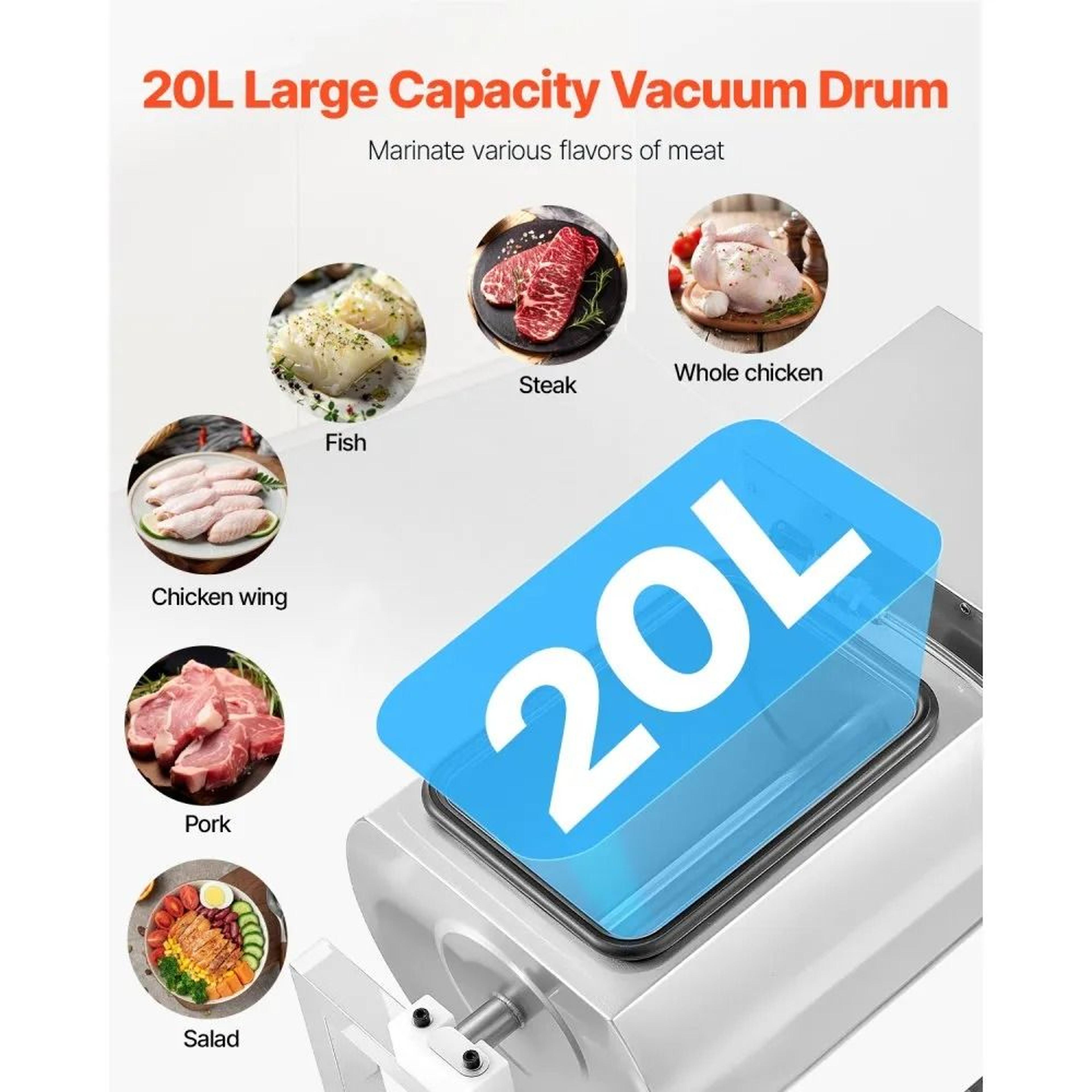 Commercial Meat Tumbler Marinator With 528 Gallon Vacuum Drum And 3 Speeds 1