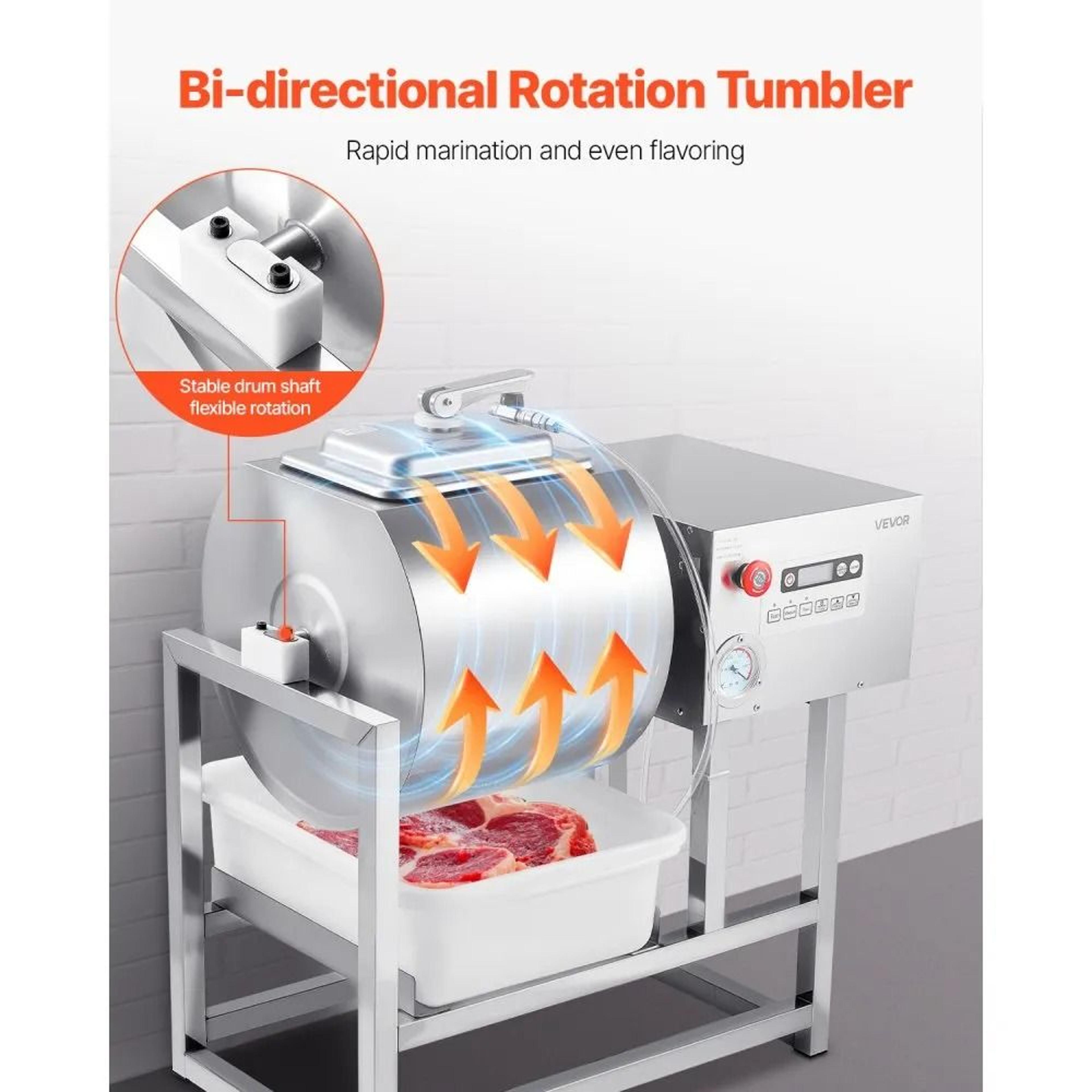 Commercial Meat Tumbler Marinator With 40L Vacuum Drum And 3Speed Control 4