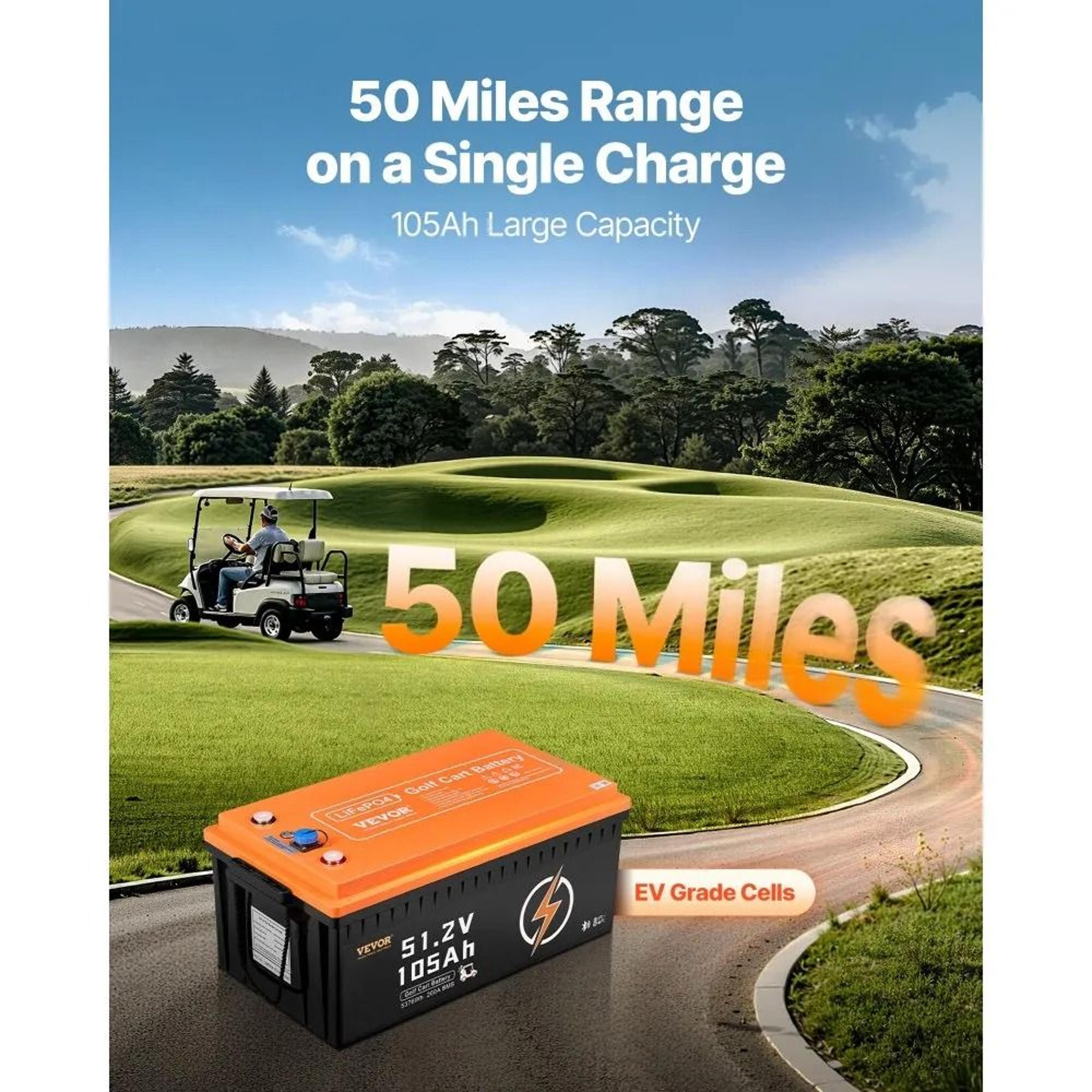 48V 105Ah LiFePO4 Golf Cart Lithium Battery With 200A BMS And LCD Monitor 1