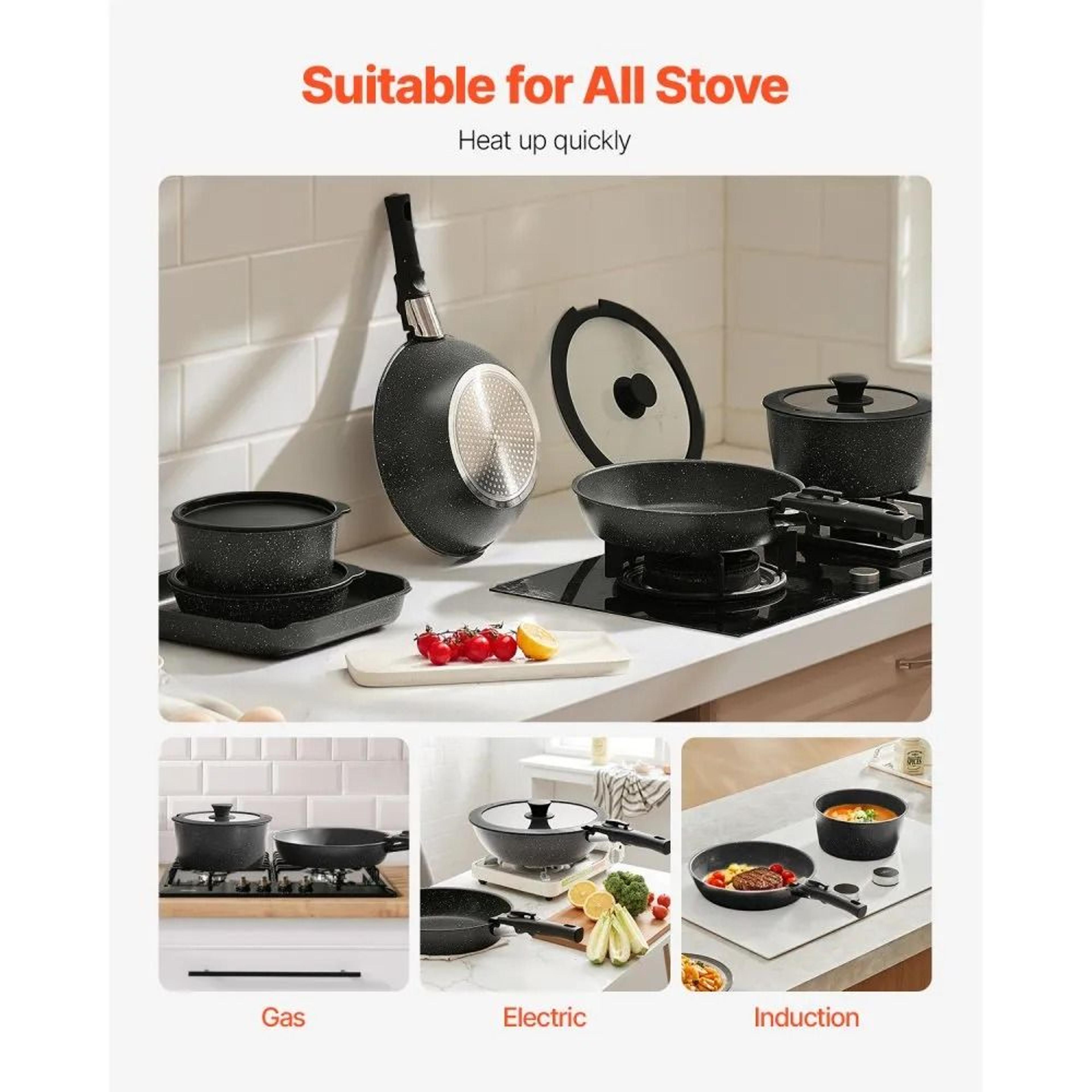 17Piece Nonstick Pots And Pans Set With Detachable Handles For Induction Cooking 5