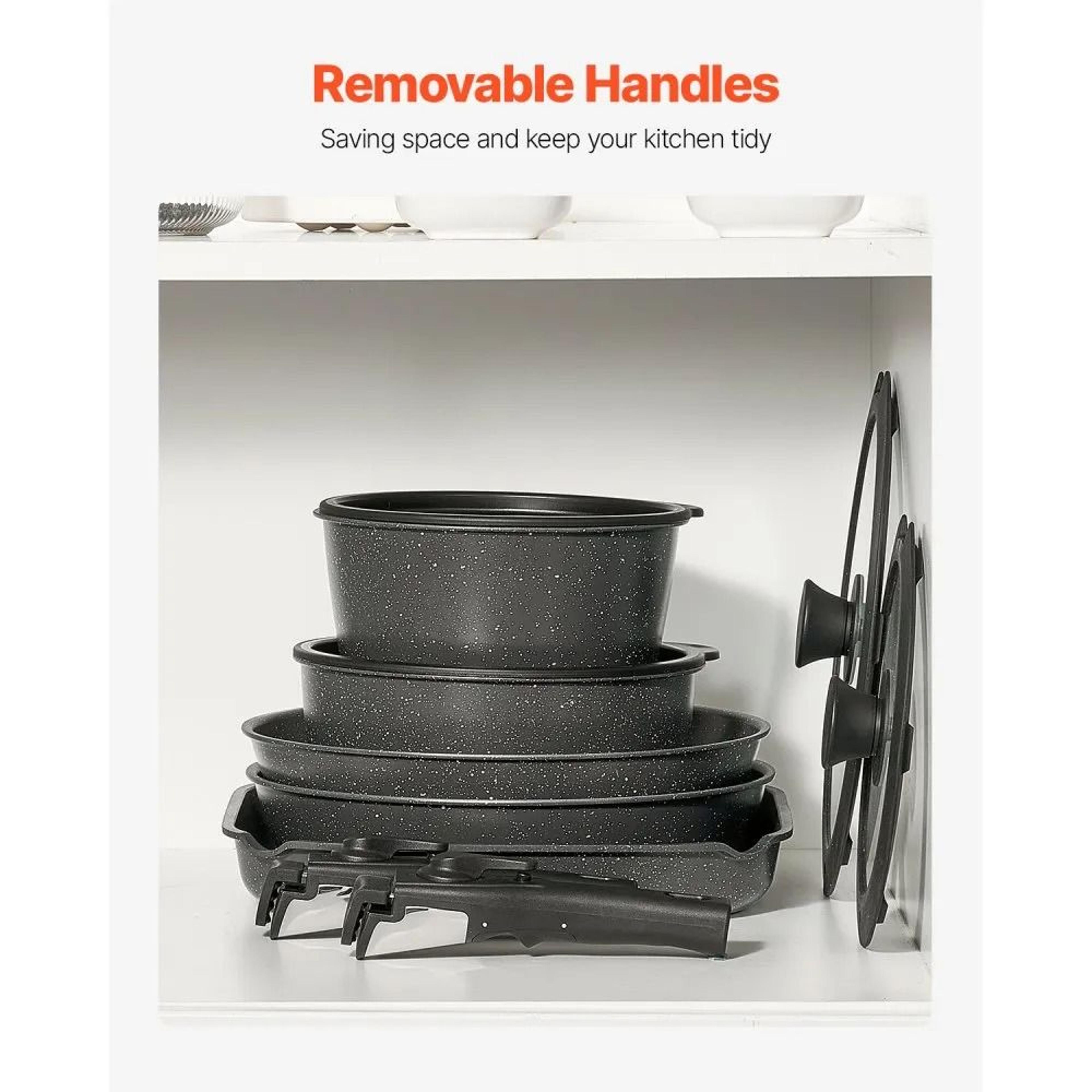 17Piece Nonstick Pots And Pans Set With Detachable Handles For Induction Cooking 2