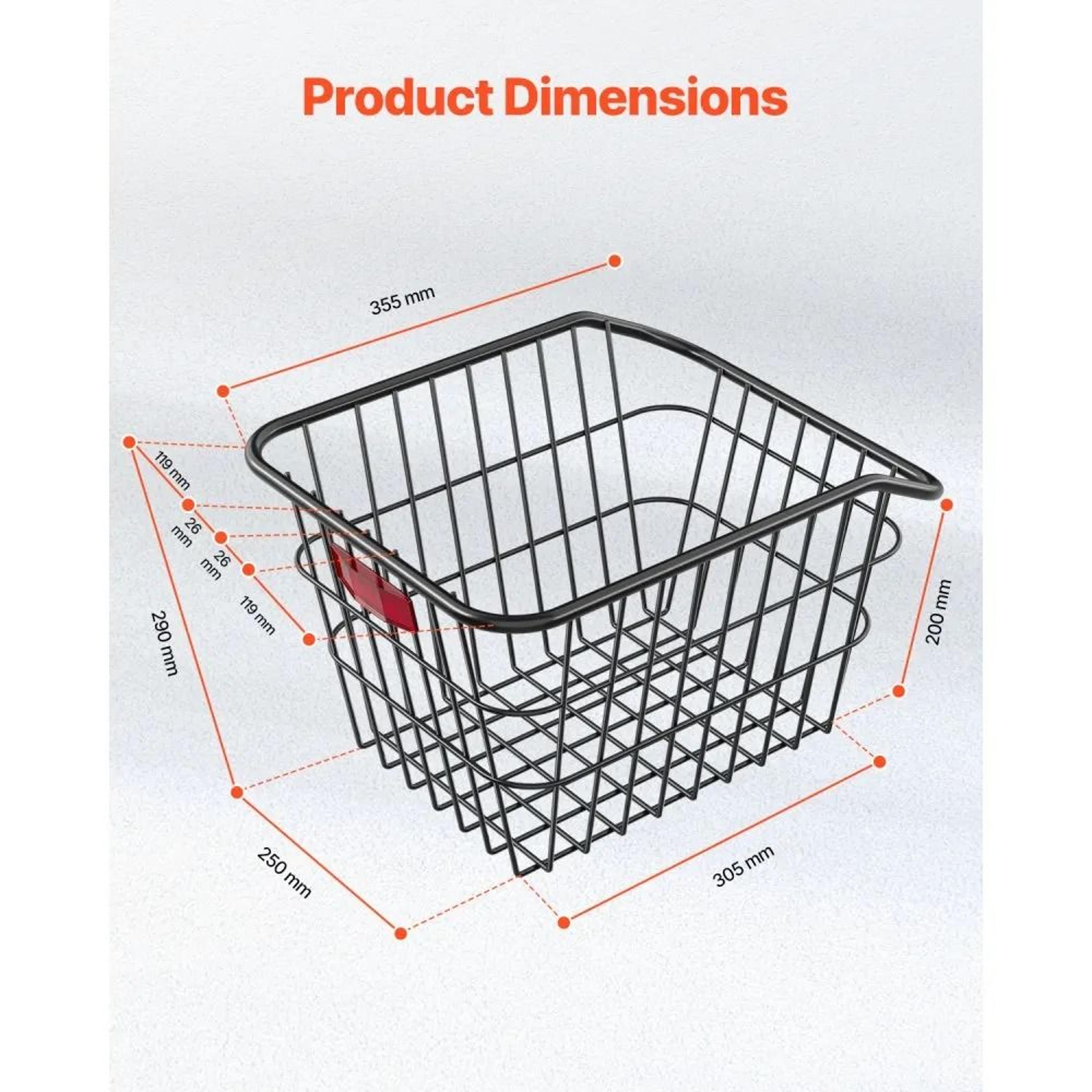 Rear Bike Basket With Metal Wire Frame And Waterproof Cover For Bicycle Racks 5