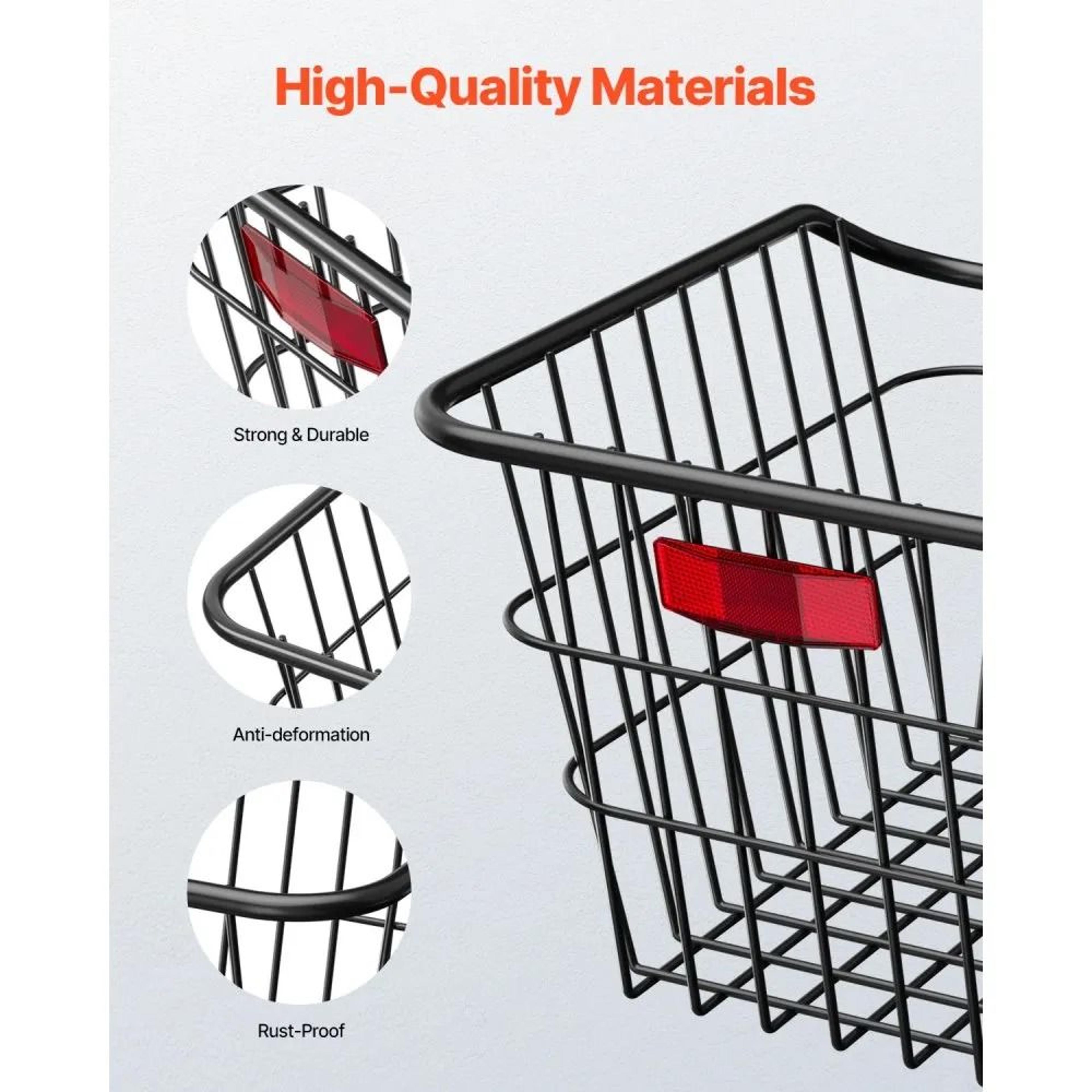 Rear Bike Basket With Metal Wire Frame And Waterproof Cover For Bicycle Racks 2